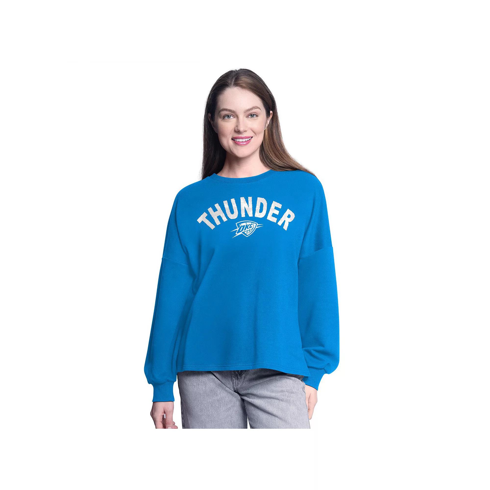 Women's G-III 4Her by Carl Banks Blue Oklahoma City Thunder Athletic Pullover Sweatshirt,  Product Image