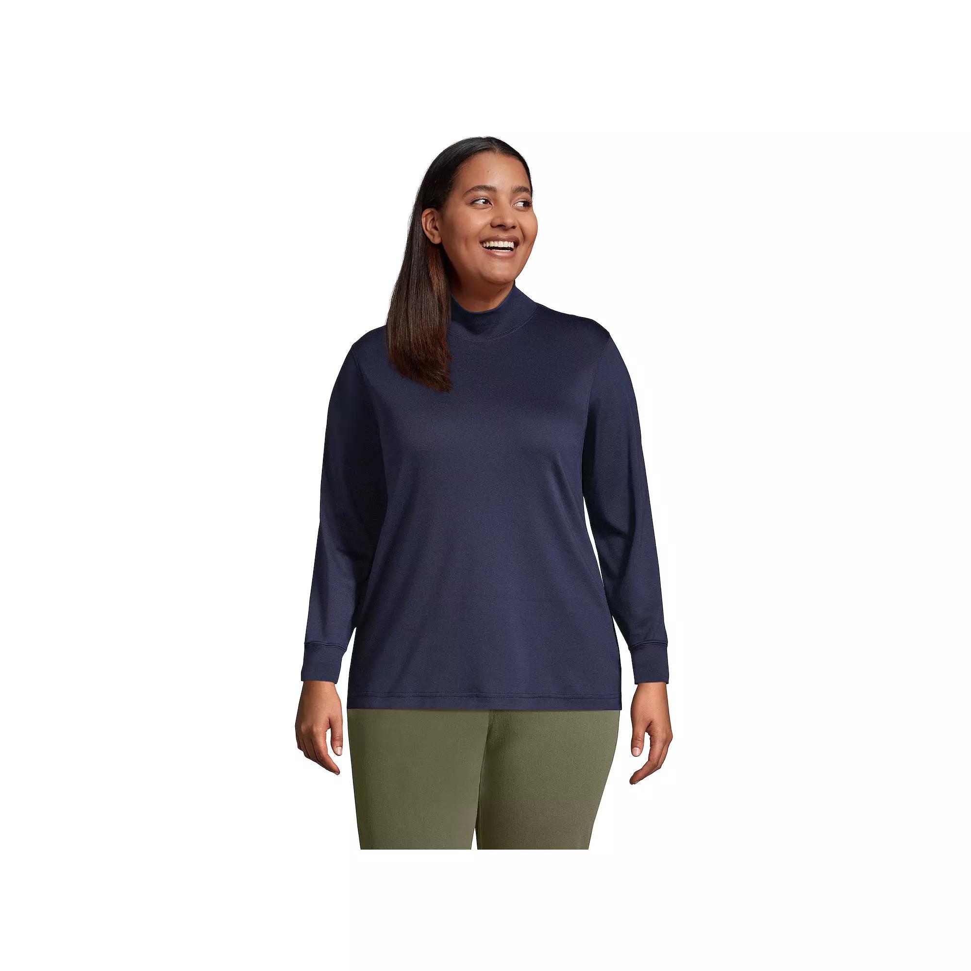 Plus Size Lands' End Supima Cotton Mockneck Top, Women's, Size: 2XL, Black Product Image