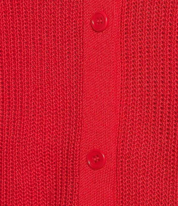 Eileen Fisher Organic Linen Cotton Ribbed Crew Neck Cap Sleeve Button-Front Boxy Vest Product Image