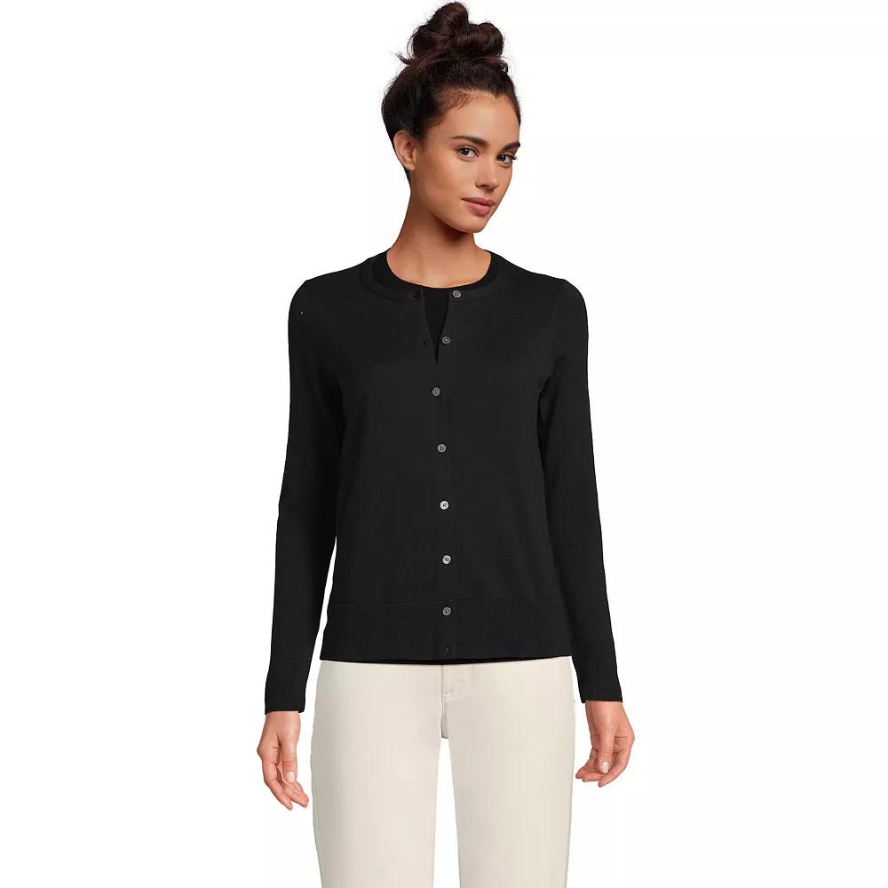Women's Lands' End Tall Fine Gauge Cotton Cardigan Sweater,  Product Image