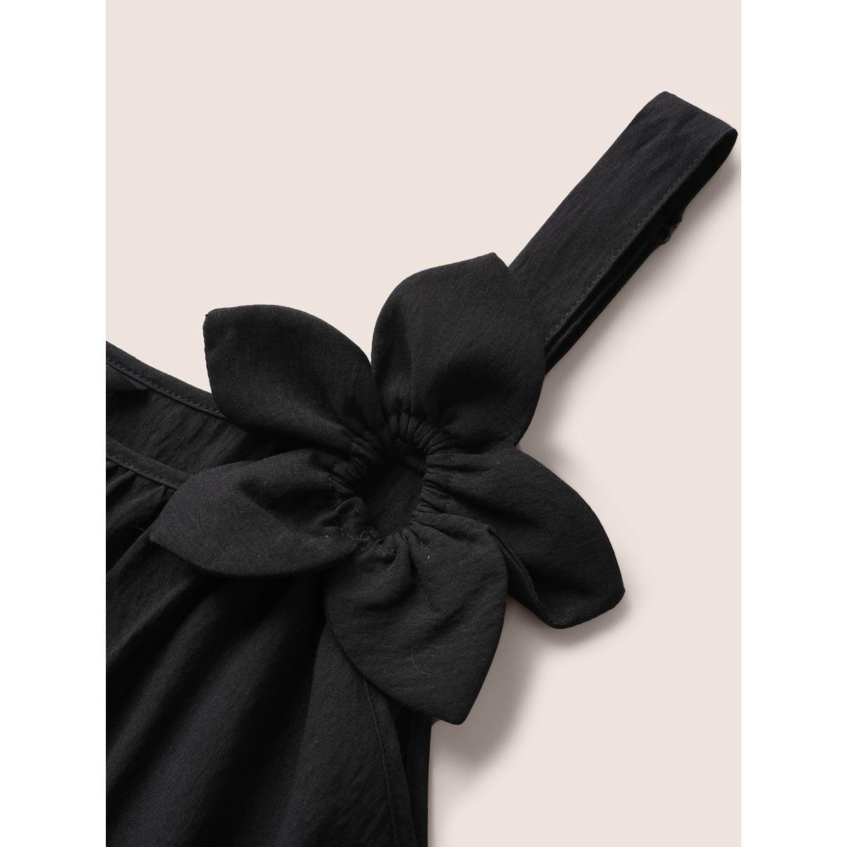 Plus Size Stereo Flower Design Cami Top Women Black Elegant Patchwork Square Neck Everyday Tank Tops Camis BloomChic 12/L Product Image