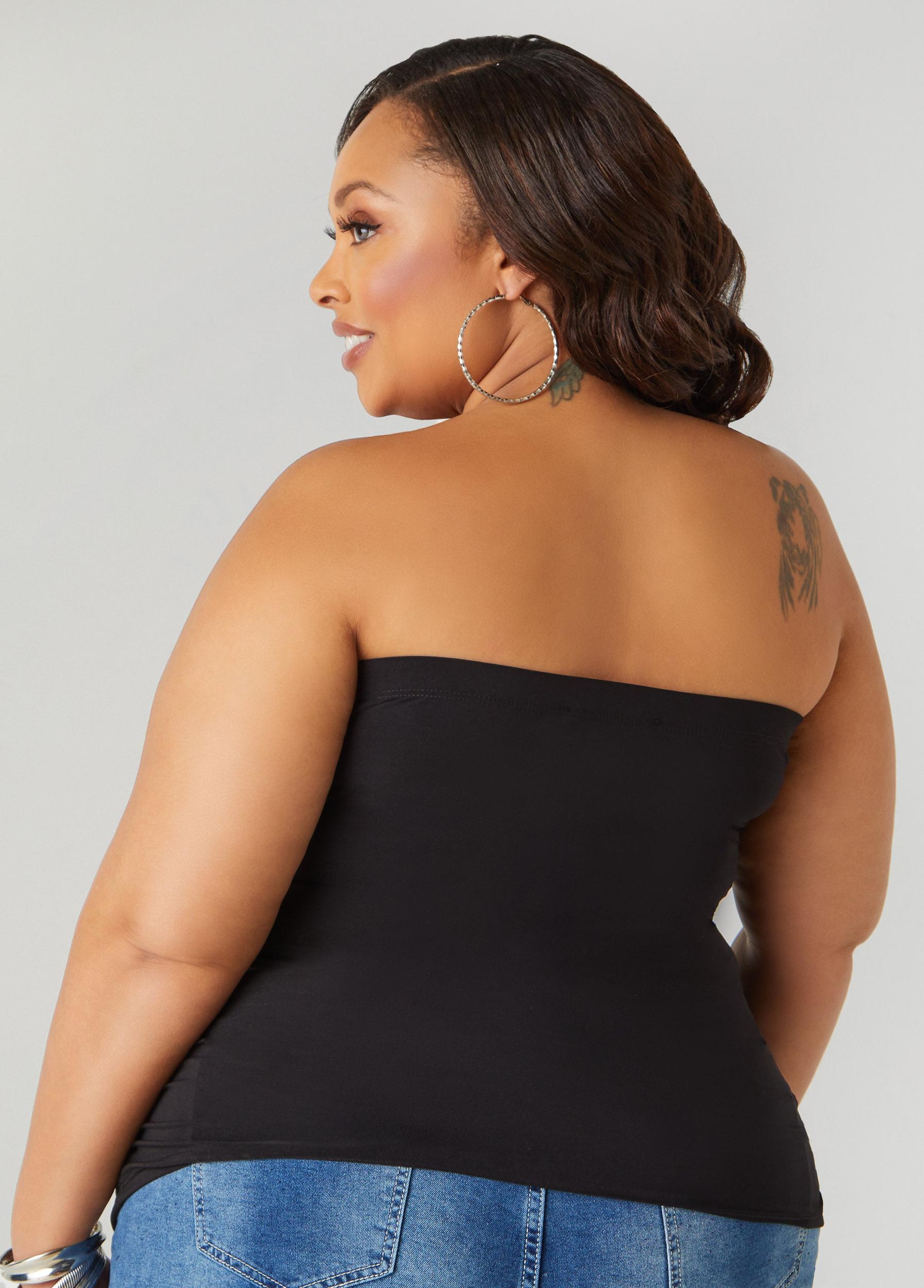 Plus Size Ruched Tube Top Ashley Stewart Product Image