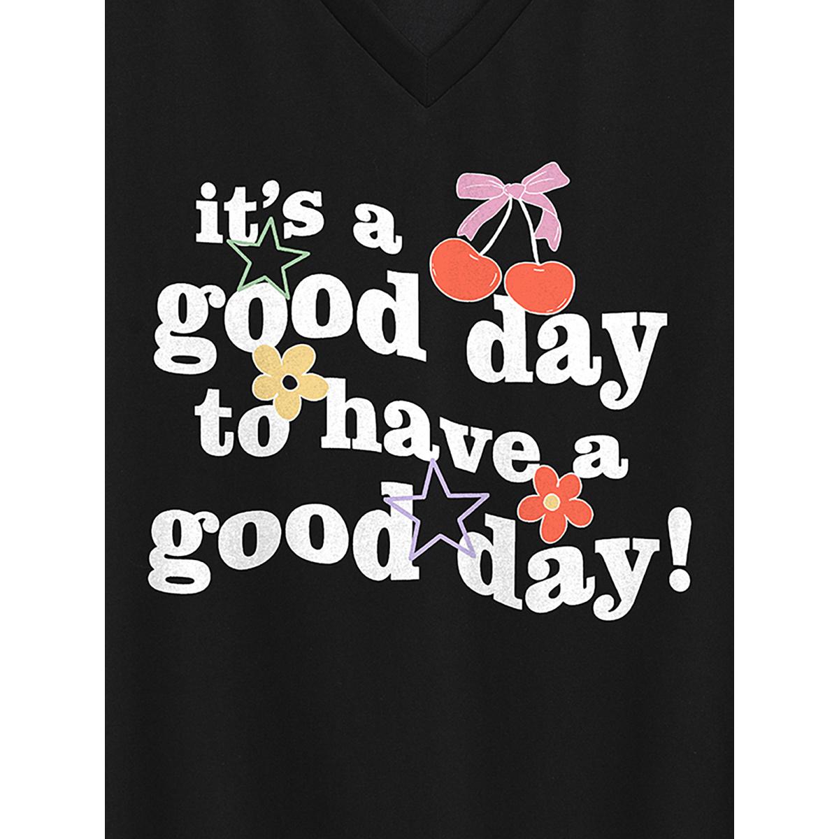 Plus Size Pineapple Vibes Print Round Neck T-Shirt Black Women Non Fruit Round Neck Casual T-shirts BloomChic 12/L Product Image