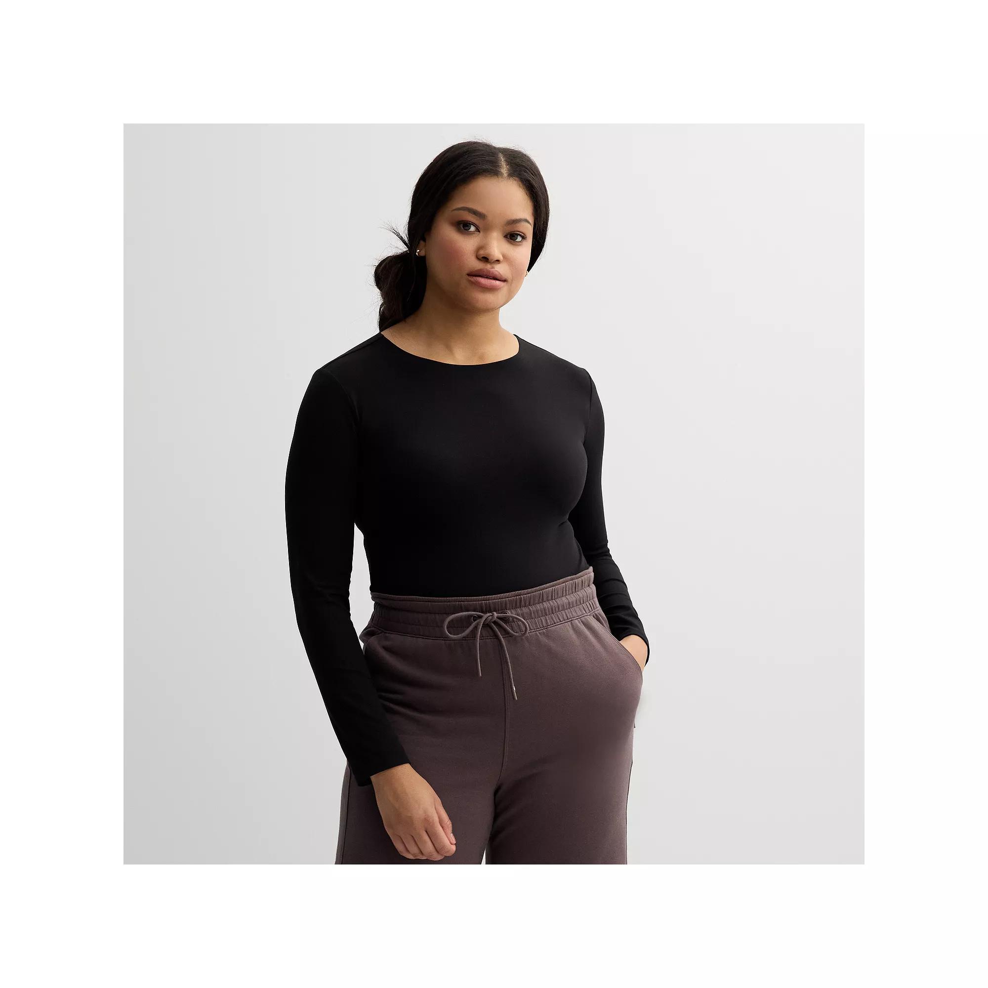 Women's FLX Affirmation Long Sleeve Bodysuit, Size: Medium, Mineral Black Product Image