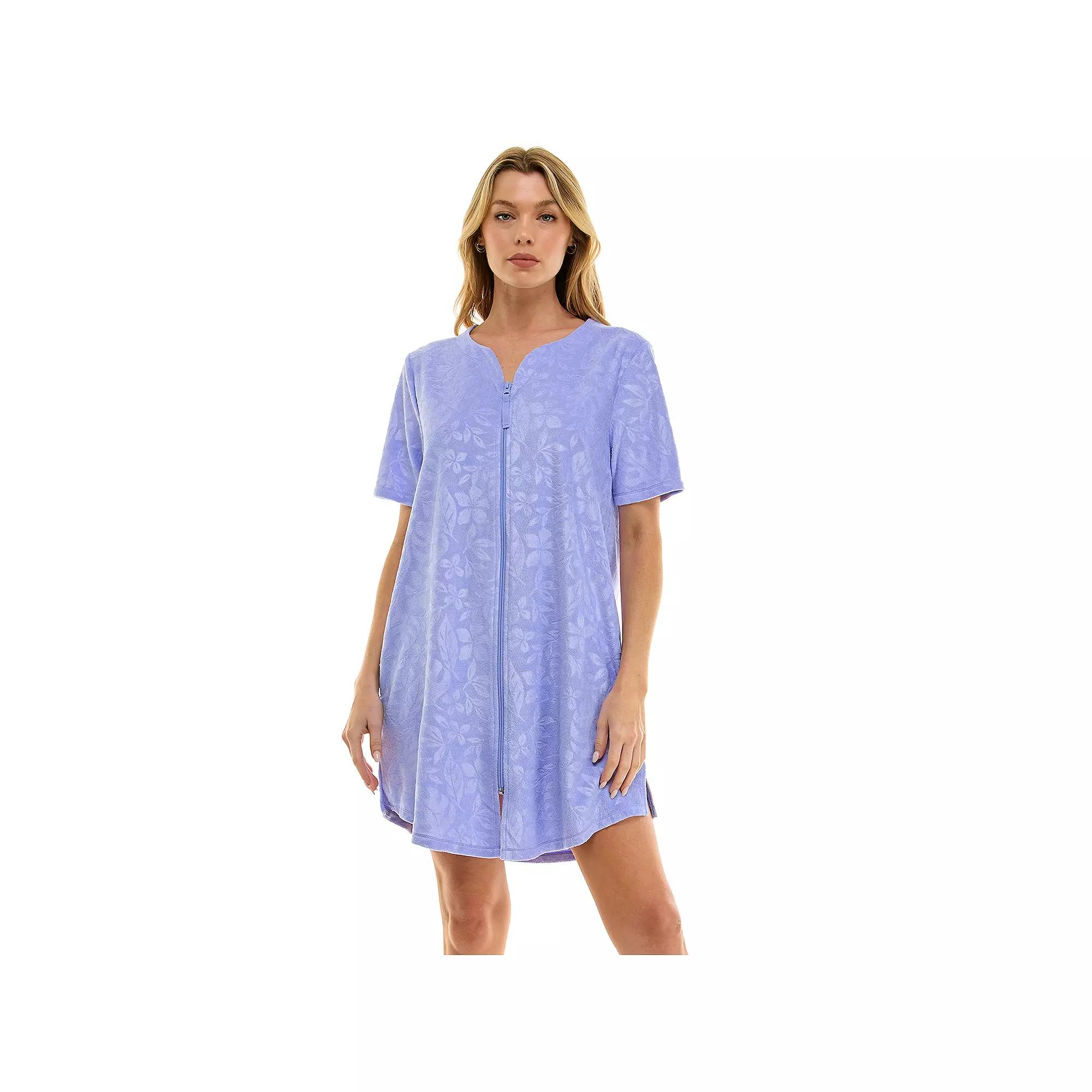 Women's Croft & Barrow® Embossed Honey Knit Terry Zip Robe, Size: Large, Cici Smp Trop Pruple Product Image