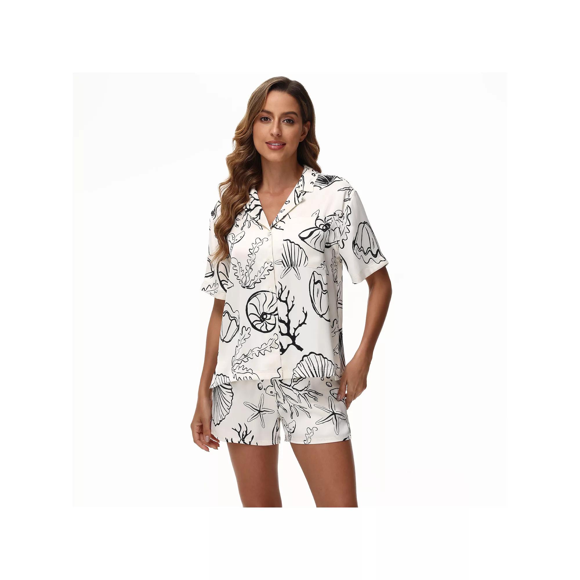Women's Adyson Parker Satin Pajama Top & Pajama Shorts Set, Girl's,  Product Image