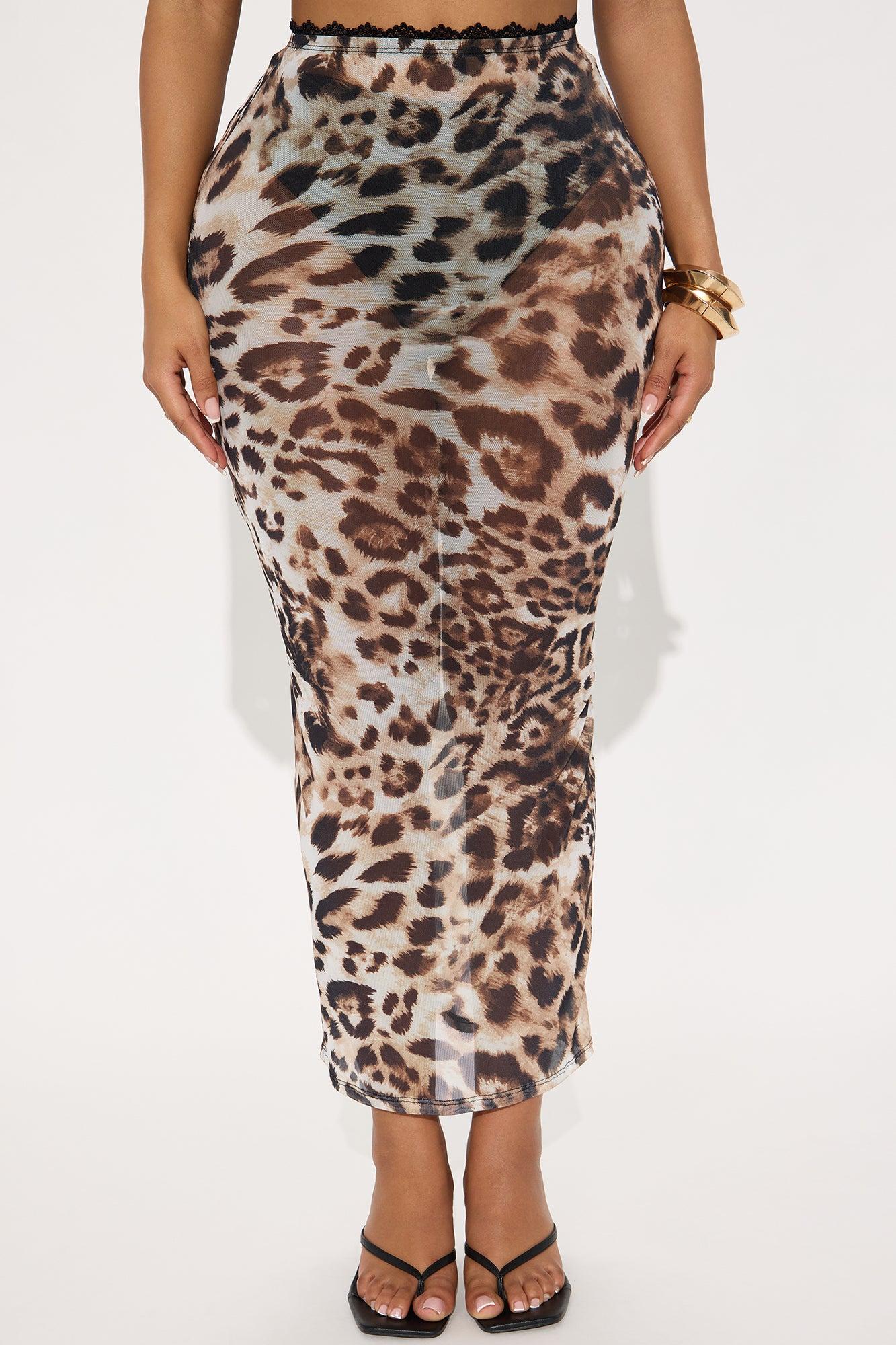 Acting Fierce Leopard Print Mesh Maxi Skirt - Brown/combo Product Image