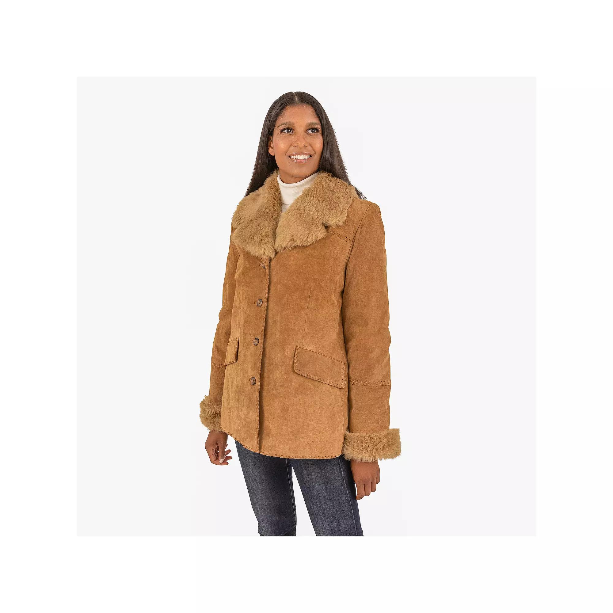 Women's Fleet Street Removable Faux Fur Lined Suede Coat,  Product Image