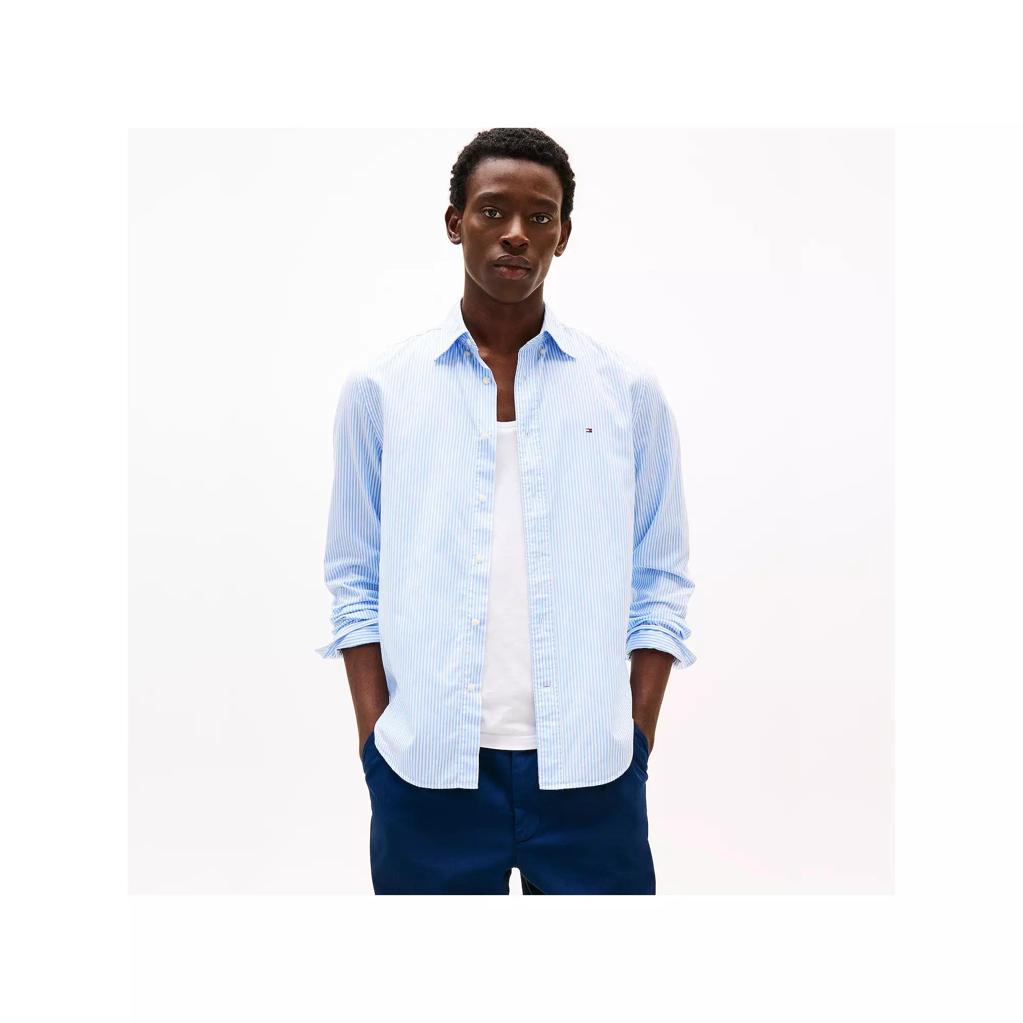 Men's Tommy Hilfiger Flex Poplin Stripe Long Sleeve Shirt,  Product Image