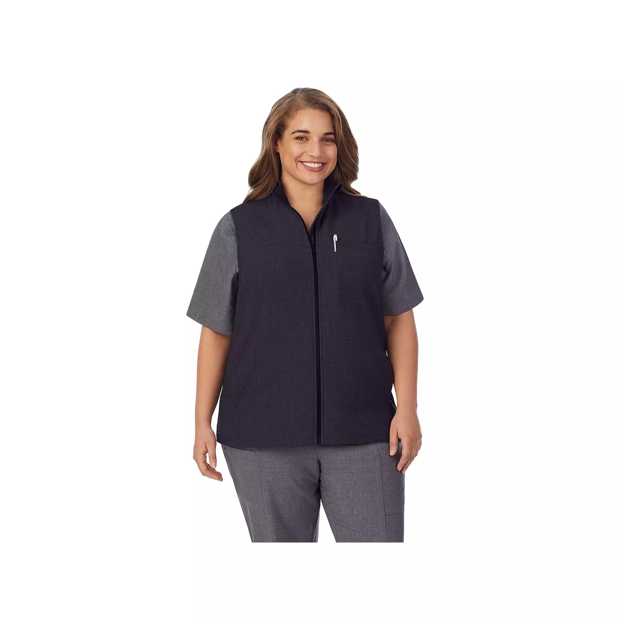 Plus Size Cuddl Duds® Scrubs 5-Pocket Lined Vest, Women's, Size: 3XL, Black Product Image