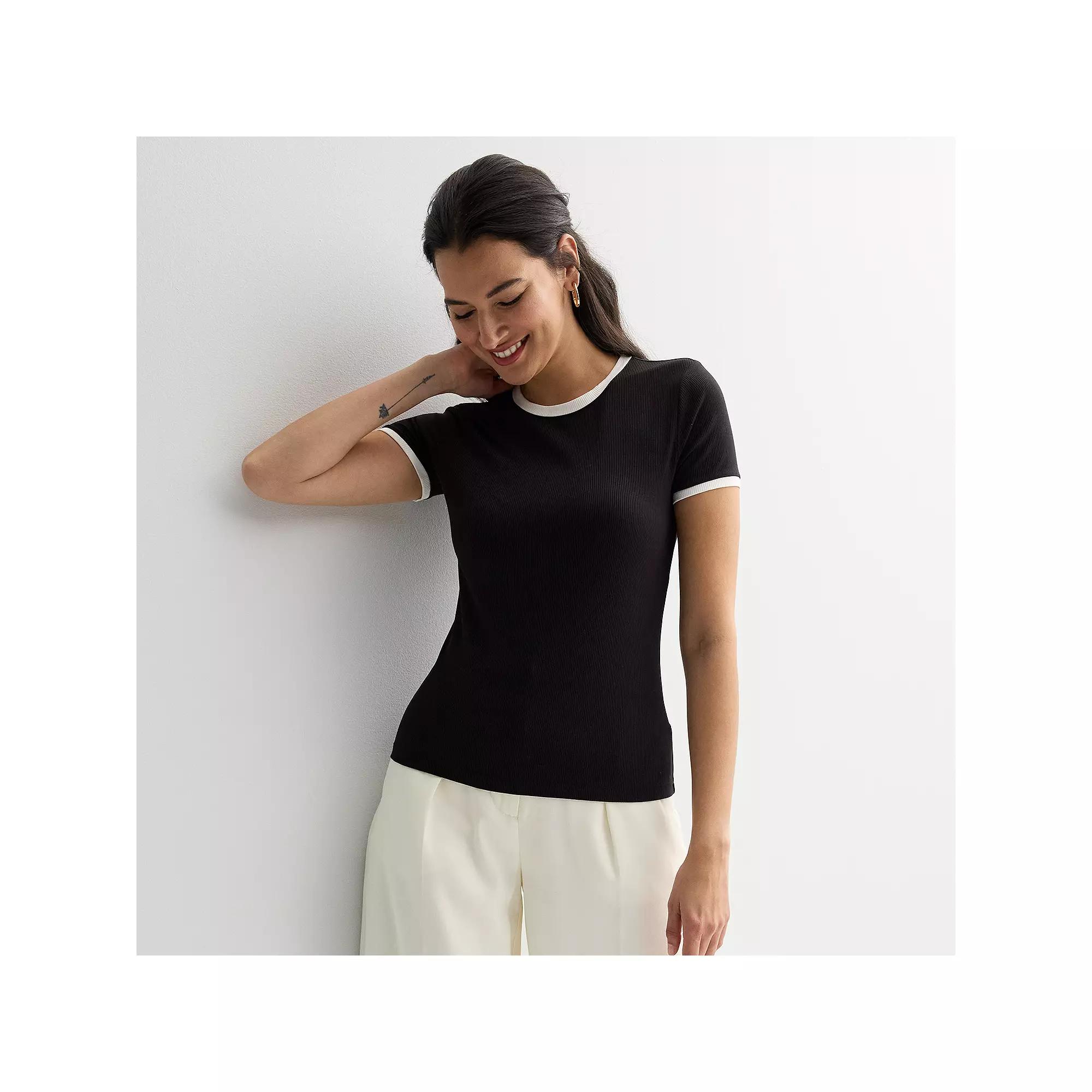 Women's Nine West Fitted Ribbed Crewneck Top,  Product Image