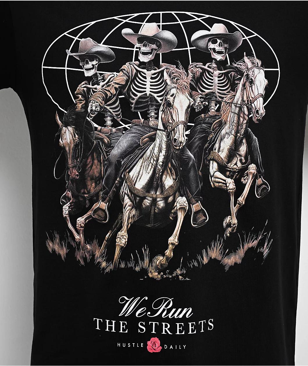 Hasta Muerte Run The Streets Black T-Shirt Product Image