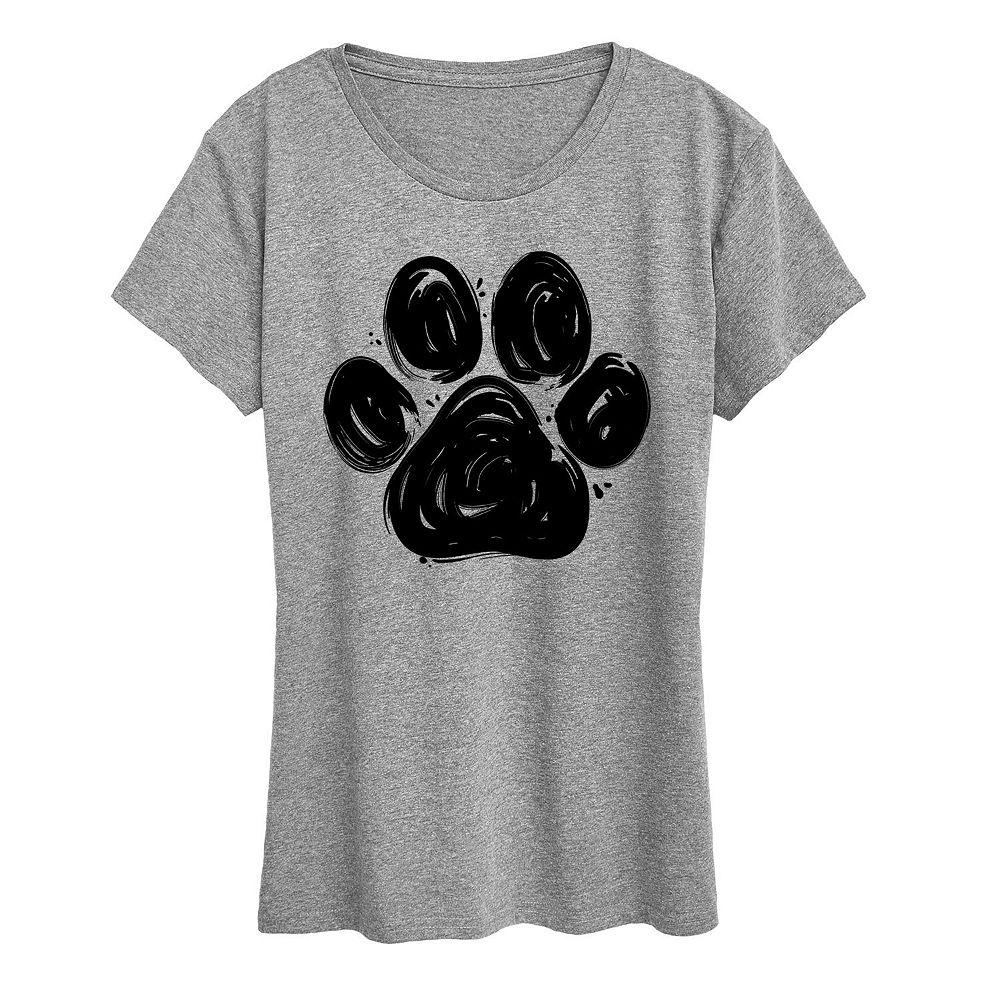 Women's Brushstroke Paw Print Graphic Tee, Girl's,  Product Image