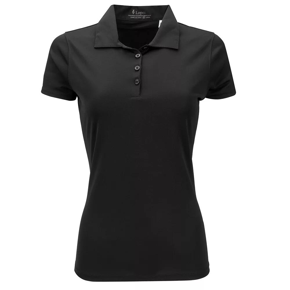 Plus Size Nancy Lopez Short Sleeve Polo, Women's, Size: 3XL, Black Product Image