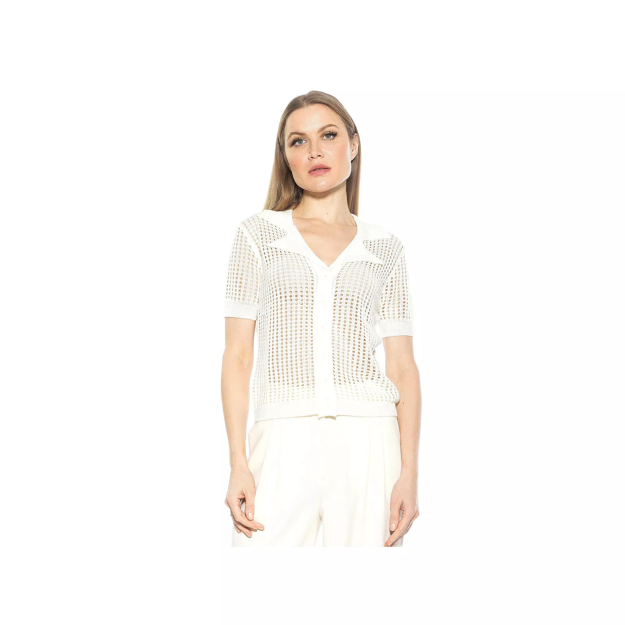 Women's ALEXIA ADMOR Josi Crochet Button Down Top,  Product Image