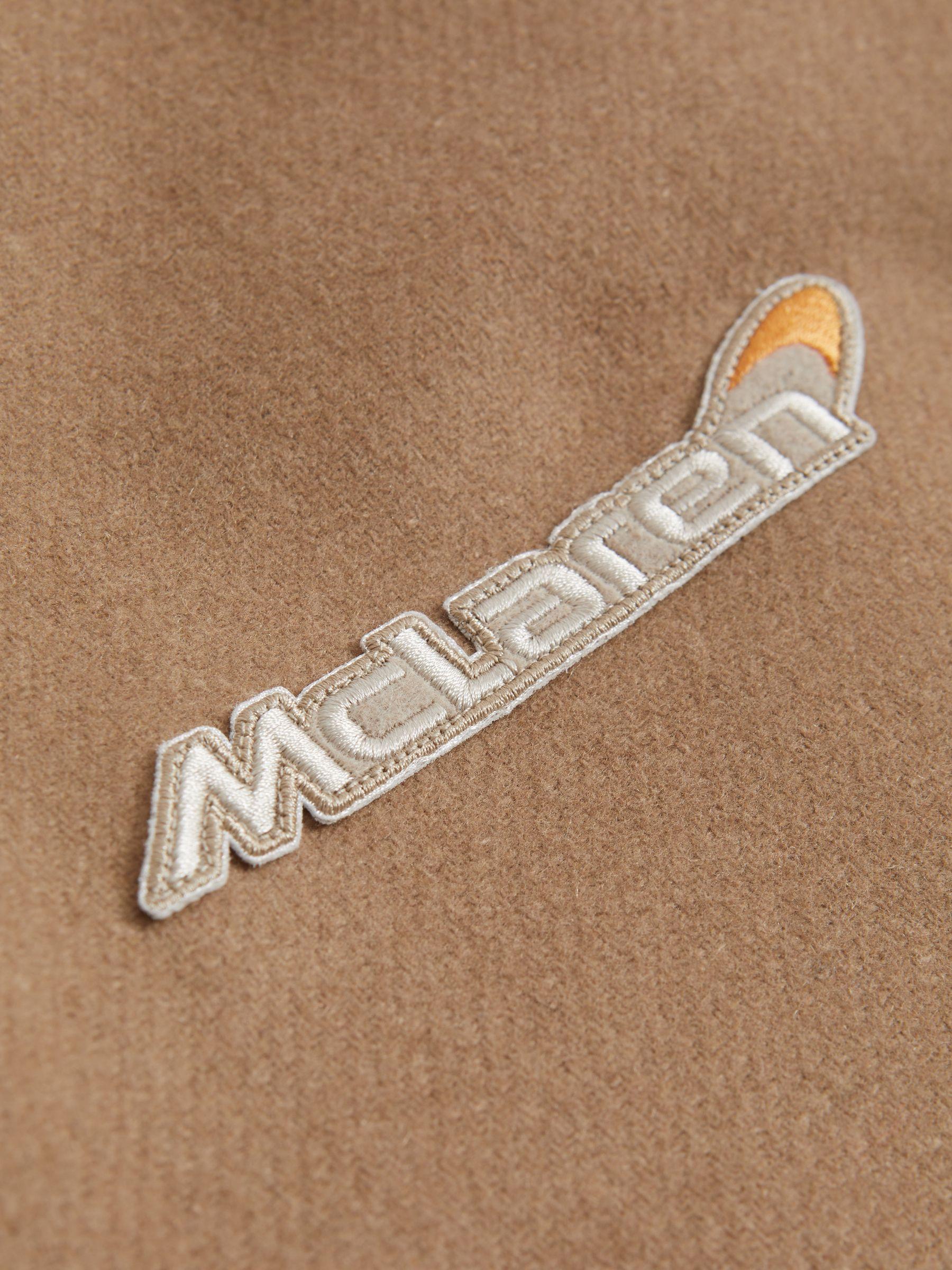 McLaren F1 Leather Varsity Jacket in Camel/Ecru Product Image