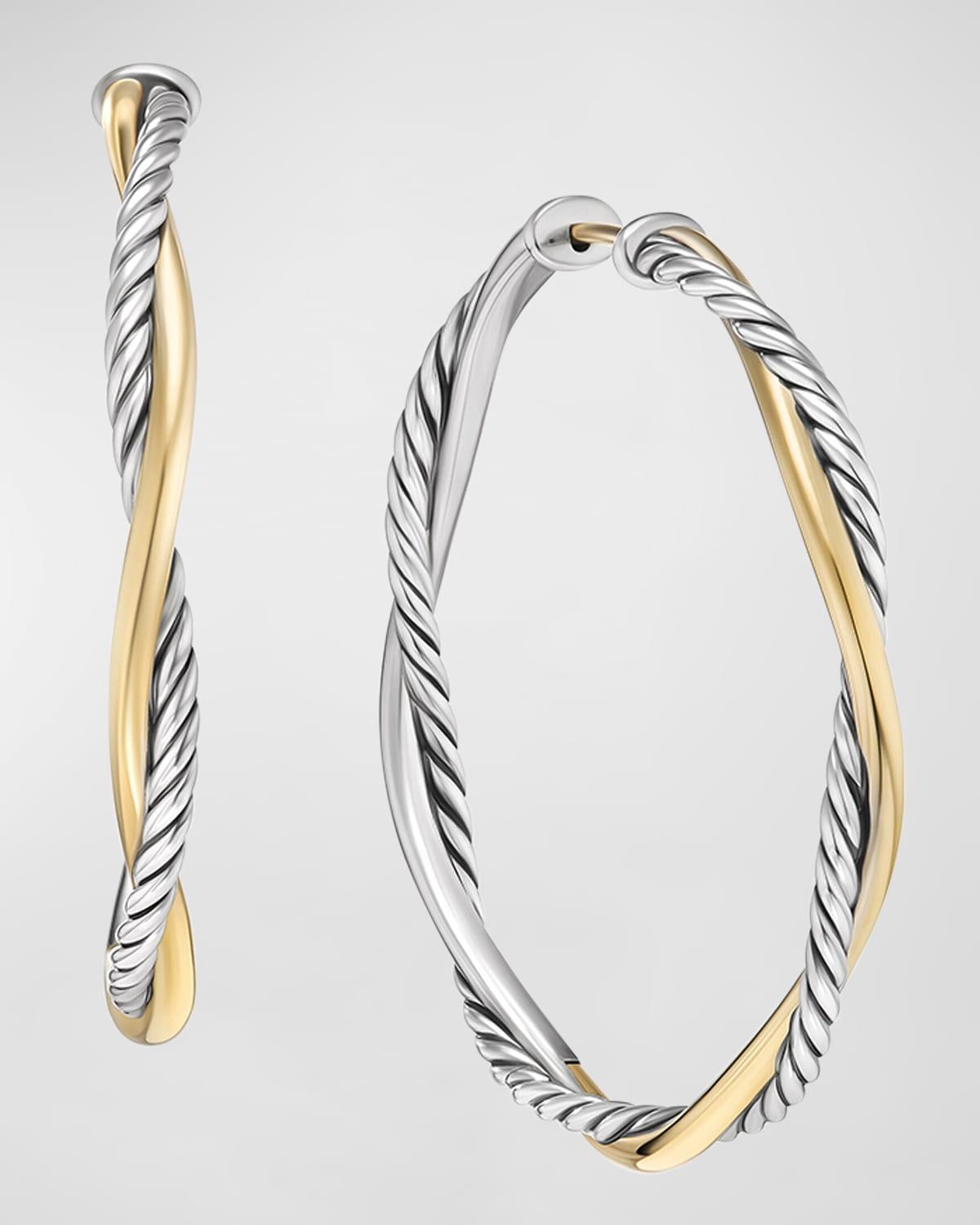 Womens Infinity Hoop Earrings in Sterling Silver with 14K Yellow Gold, 42MM Product Image