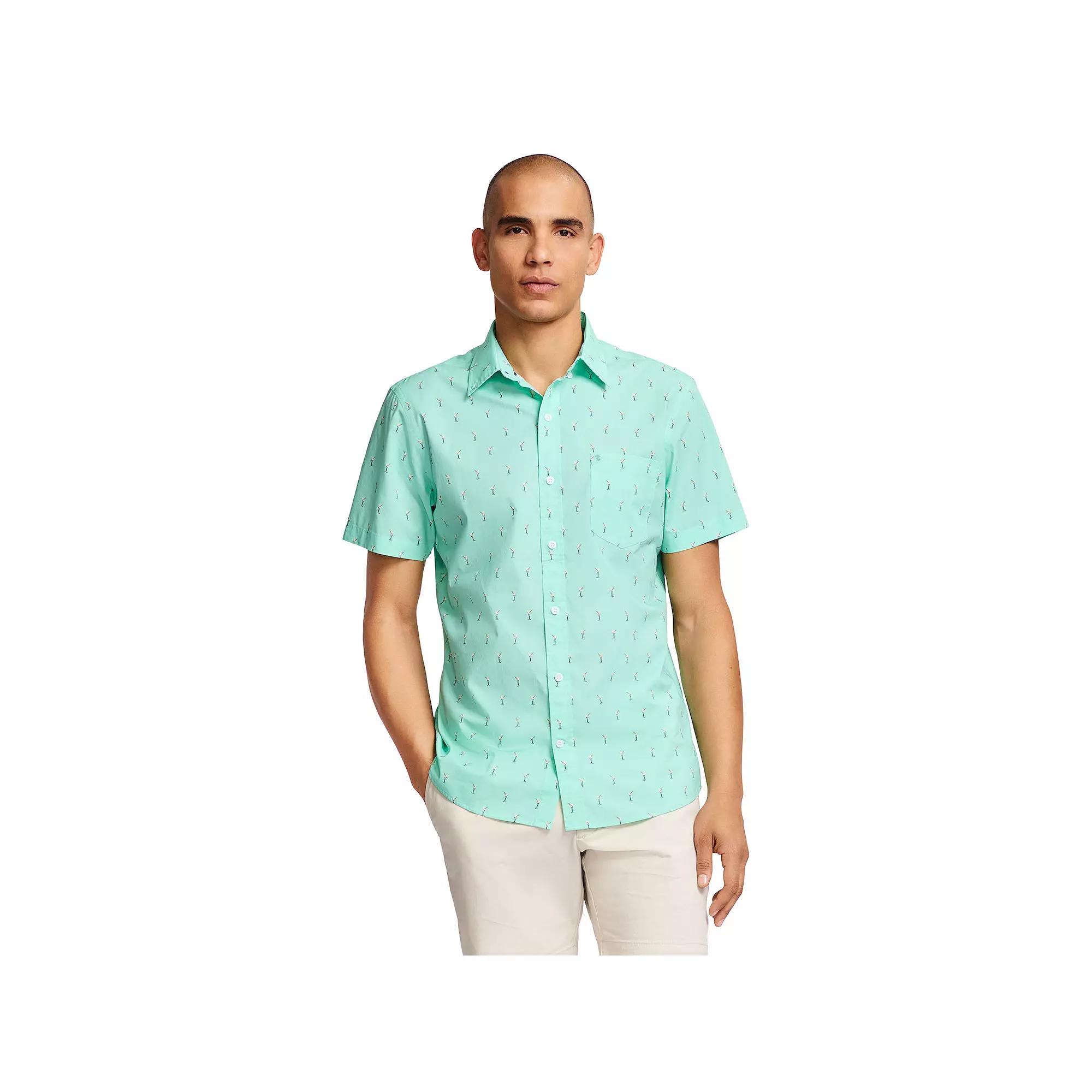 Men's IZOD Classic Breeze Printed Short Sleeve Button-Down Shirt, Size: Small, Martinis Product Image