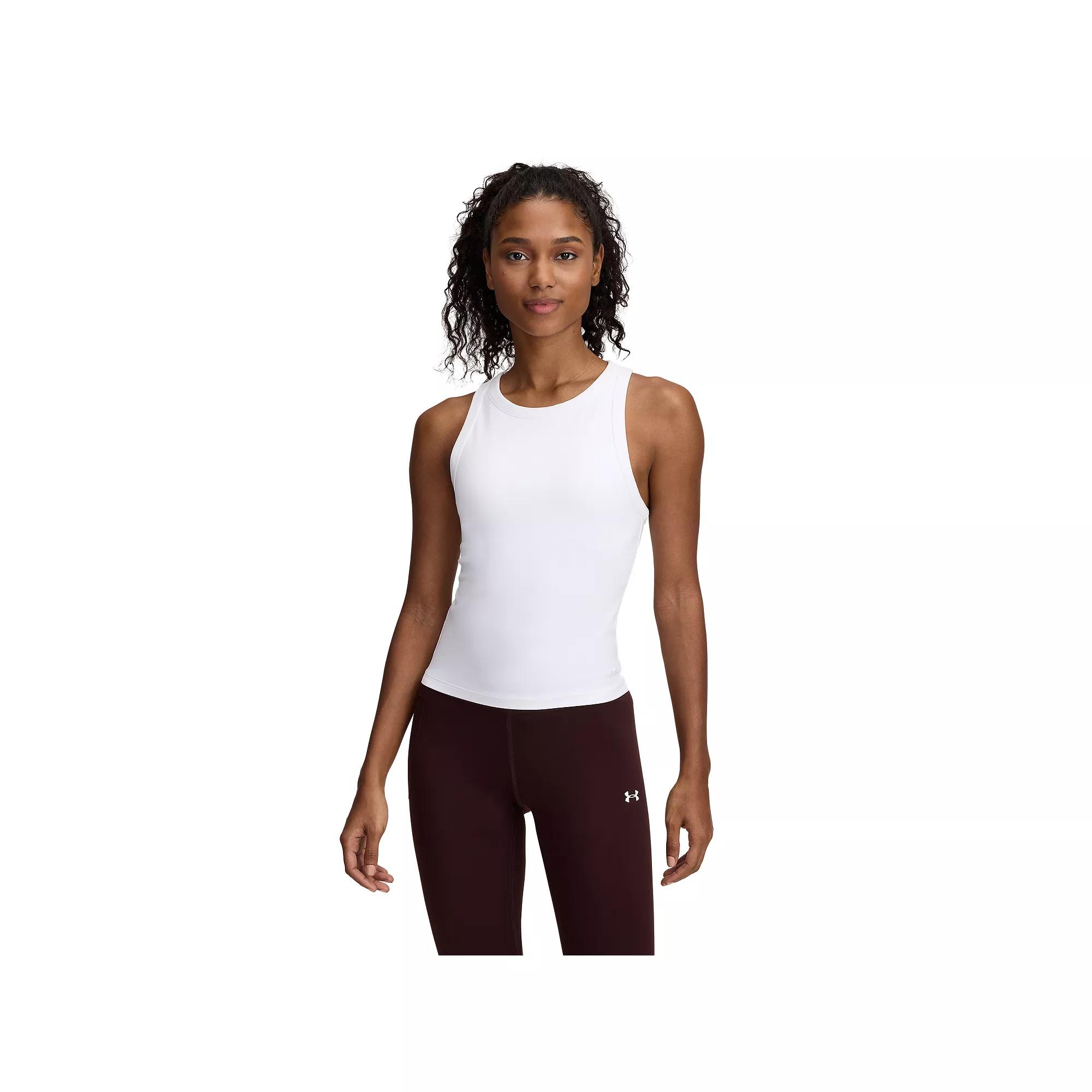 Women's Under Armour Motion High Neck Built-In Bra Tank Top, Size: Medium, Downpour Gray Product Image