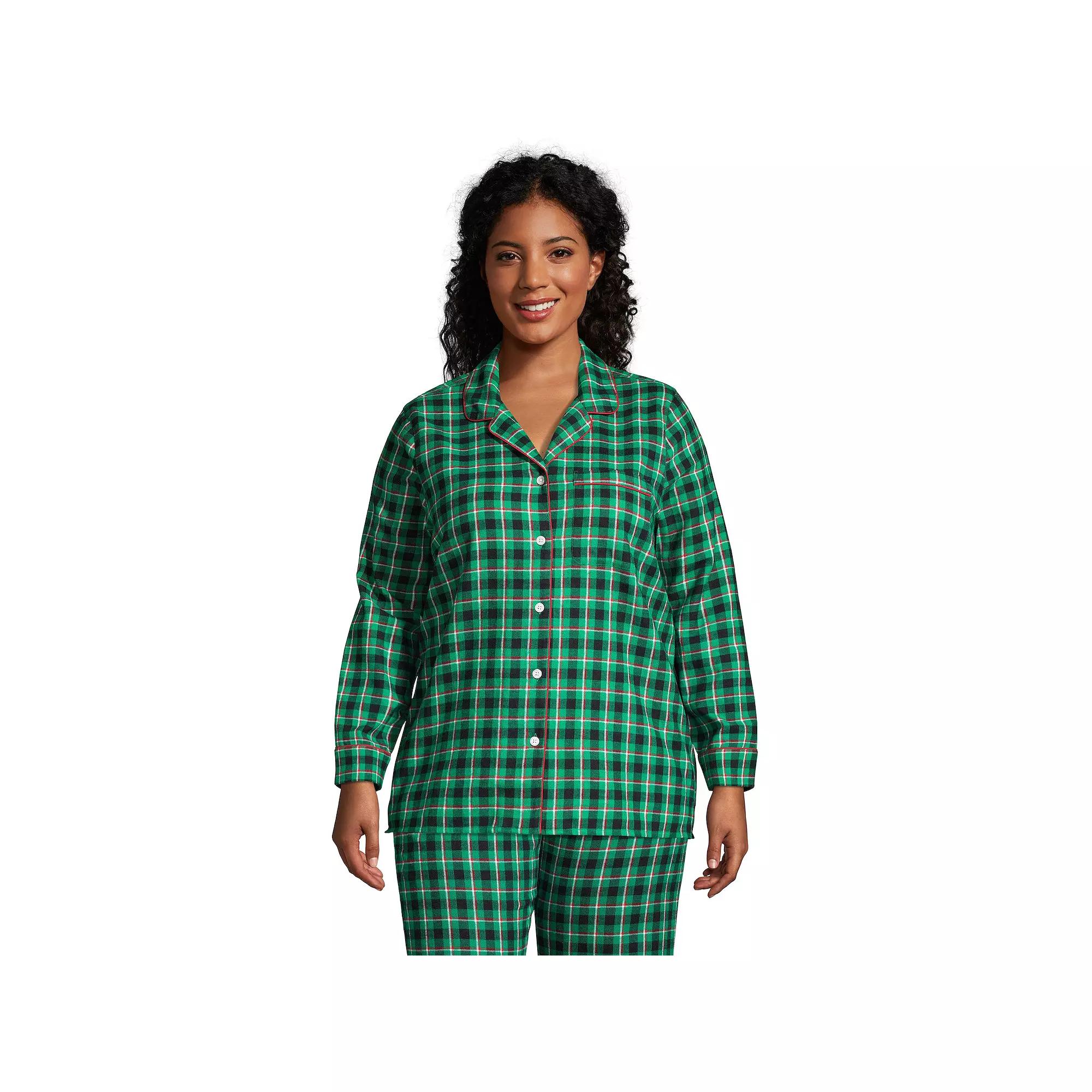 Plus Size Lands End Long Sleeve Flannel Pajama Top, Womens Product Image