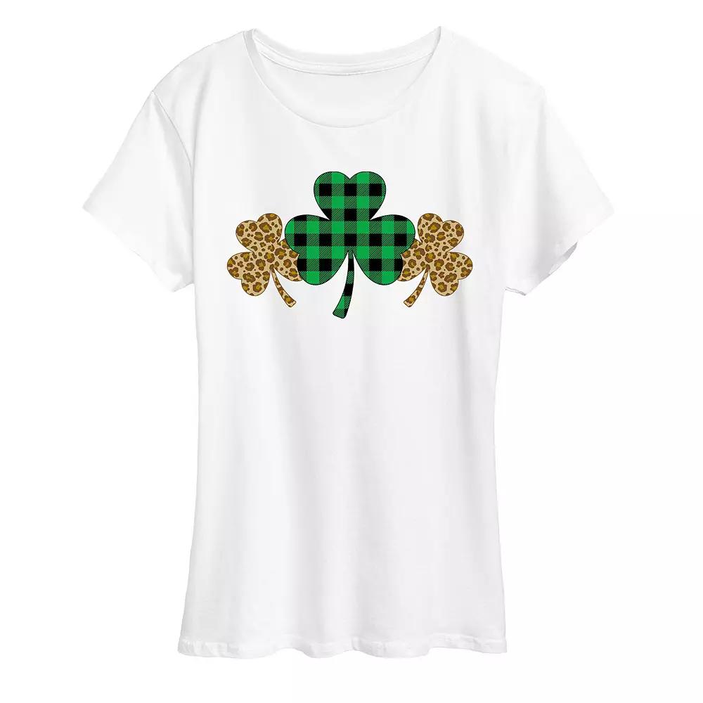 Women's Patterned Shamrocks Graphic Tee,  Product Image