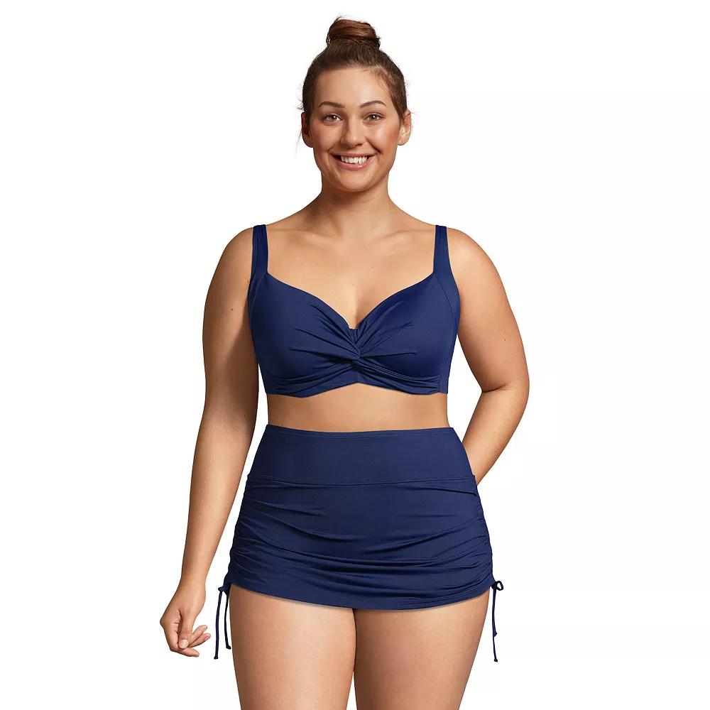 Plus Size Lands' End Twist-Front Underwire Bikini Top, Women's, Size: 26 W, Deep  Blue Product Image