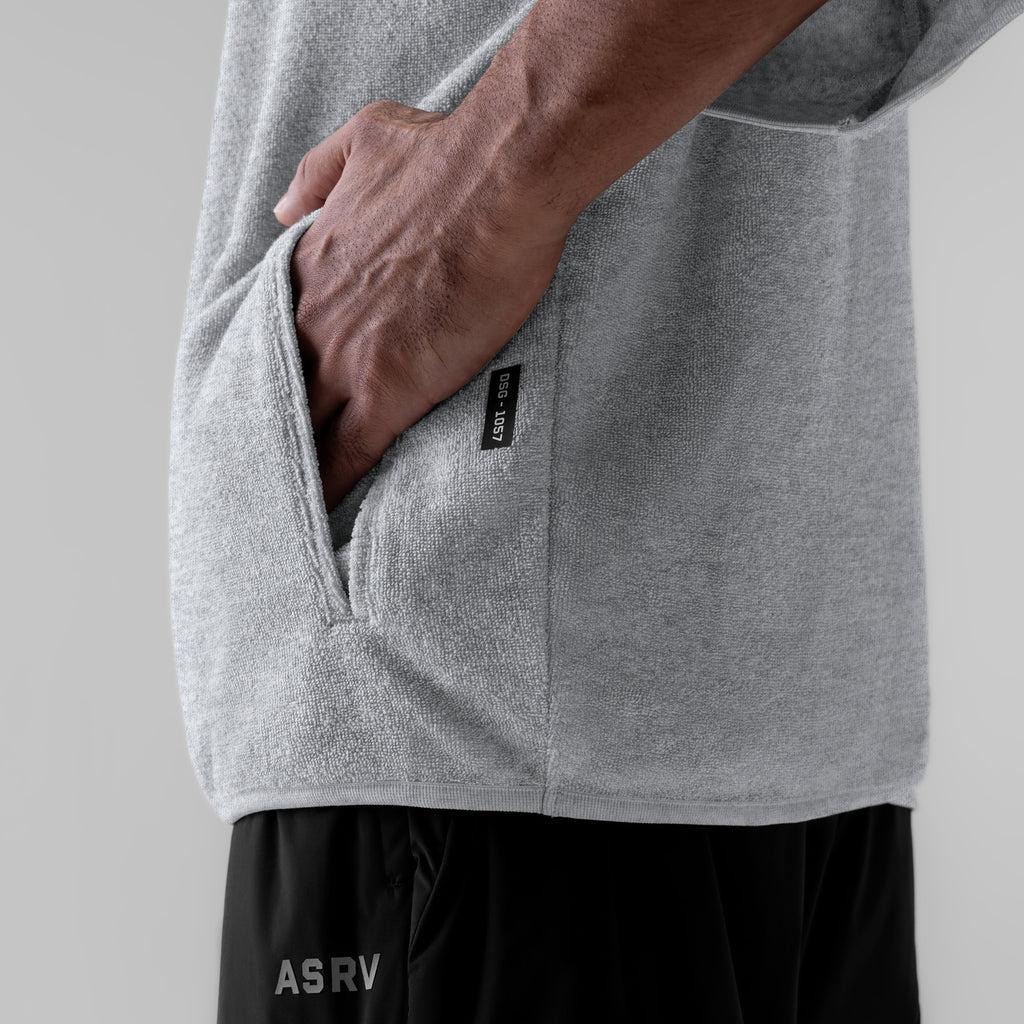 1057. Towel Terry Quarter Zip Oversized Tee - Heather Grey Product Image