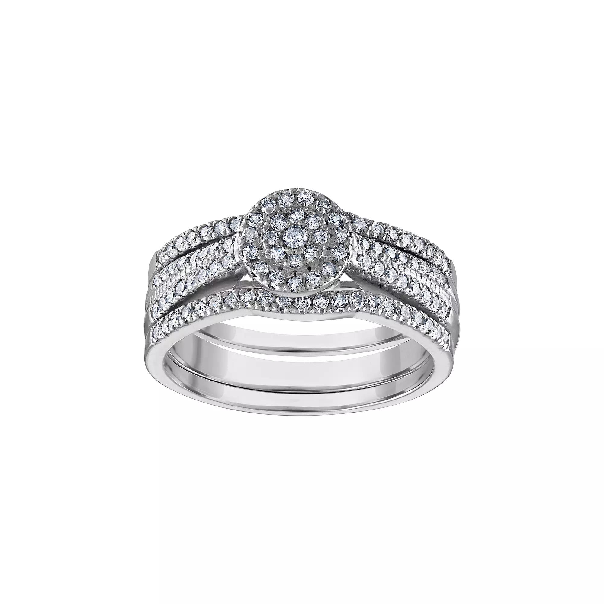 Tiara Sterling Silver Diamond Ring Set, Women's, Size: 8 Product Image