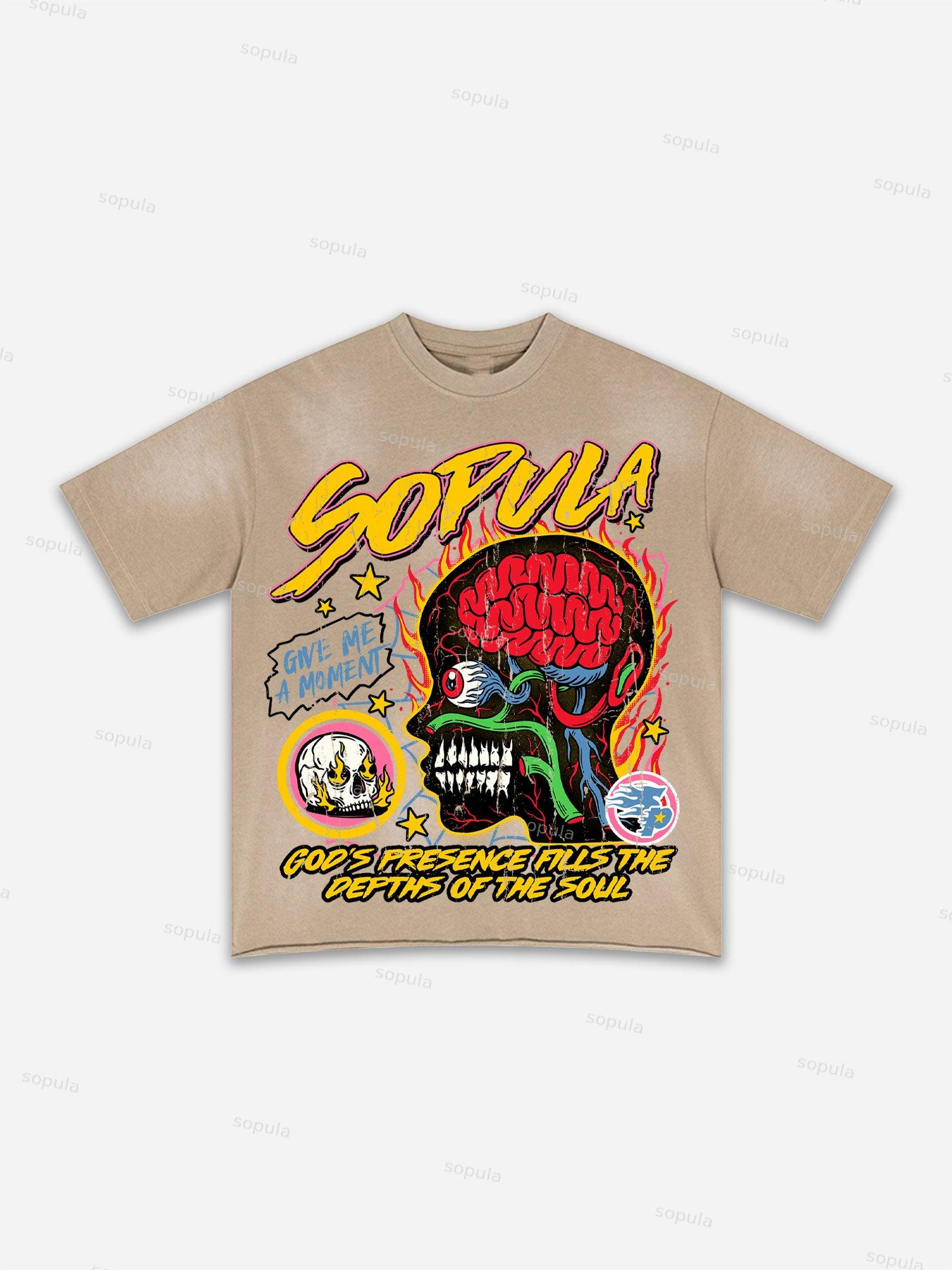 Street Goals Lip Braces Make Vintage Printed Graphic Washed T-shirt Product Image