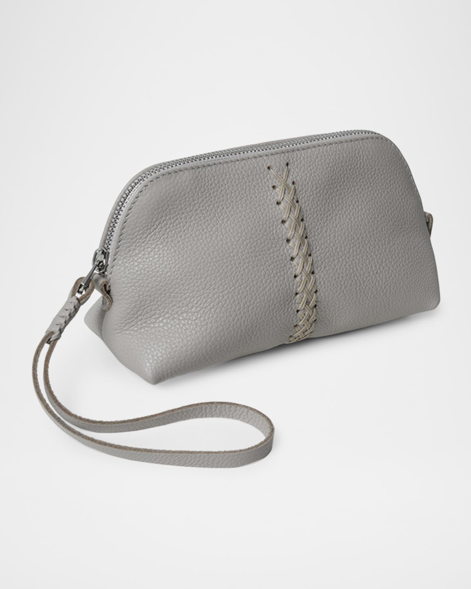 Zip Grained Leather Wristlet  Product Image