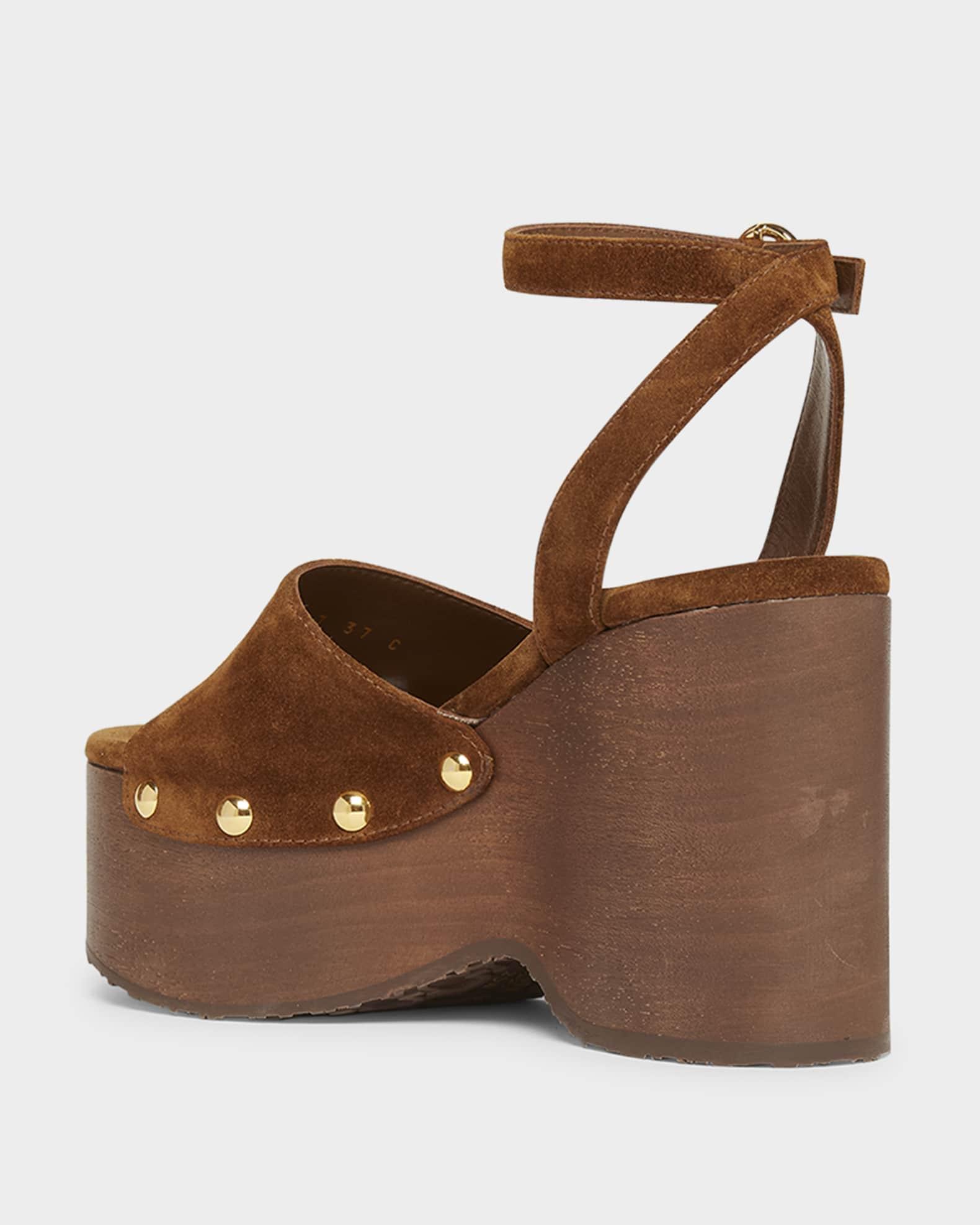 Suede Ankle-Strap Platform Sandals Product Image