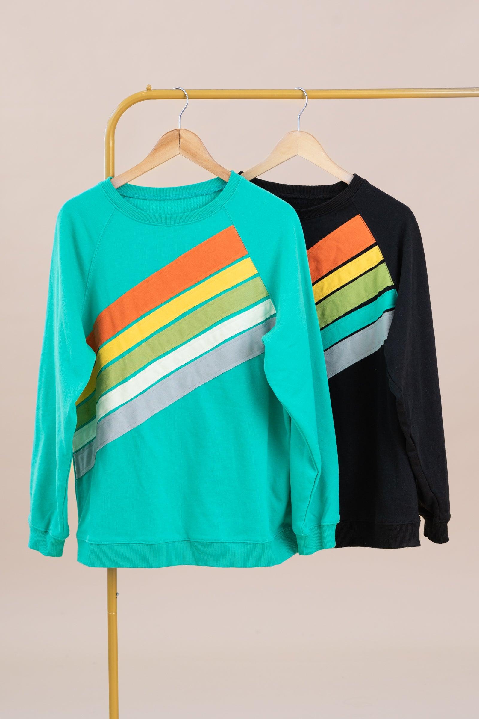 Rainbow Colorblock Striped Pullover Knit Tops Product Image