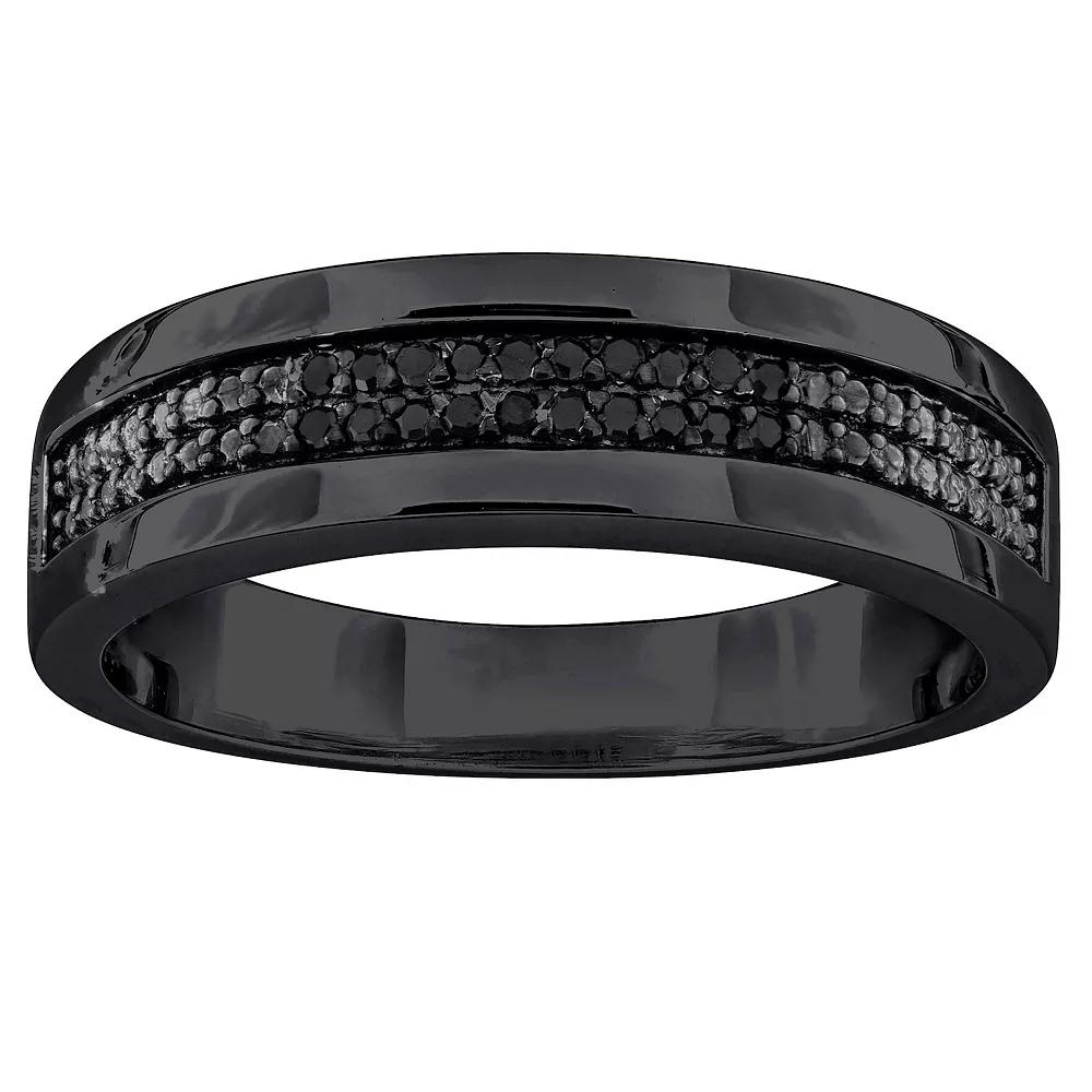 Stella Grace Men's Sterling Silver 1/10 Carat T.W. Black Diamond Anniversary Ring,  Product Image