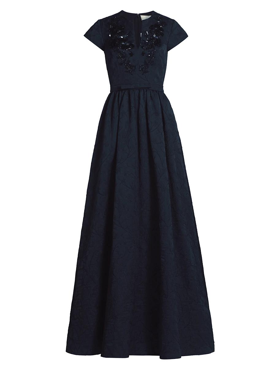 Womens Estelle Embellished Jacquard Fit & Flare Gown Product Image