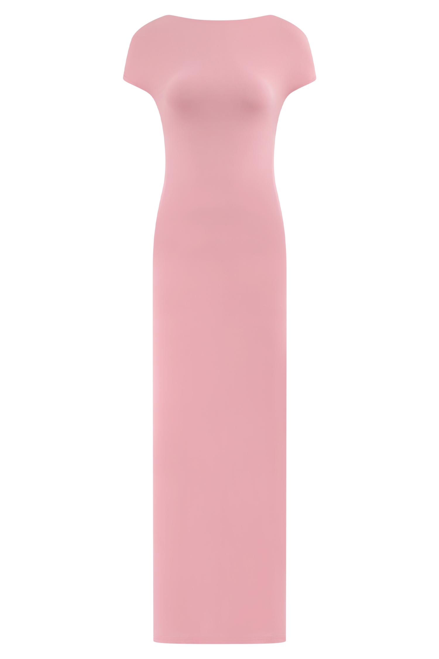Imogen Off Shoulder Slinky Maxi Dress - Candy Pink Product Image