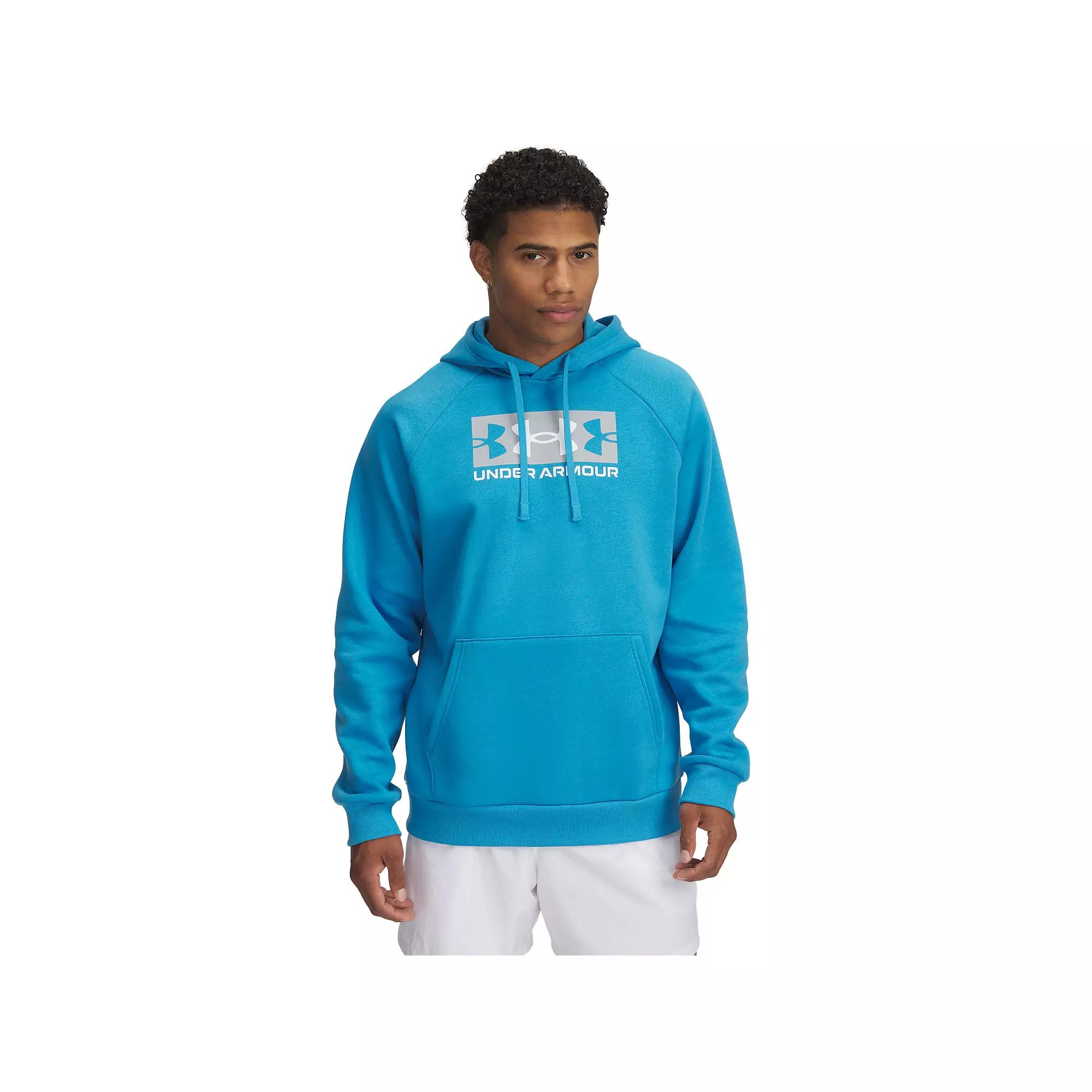 Big & Tall Under Armour Rival Fleece Block Logo Hoodie, Men's, Size: 4XL, Ether Blue Product Image