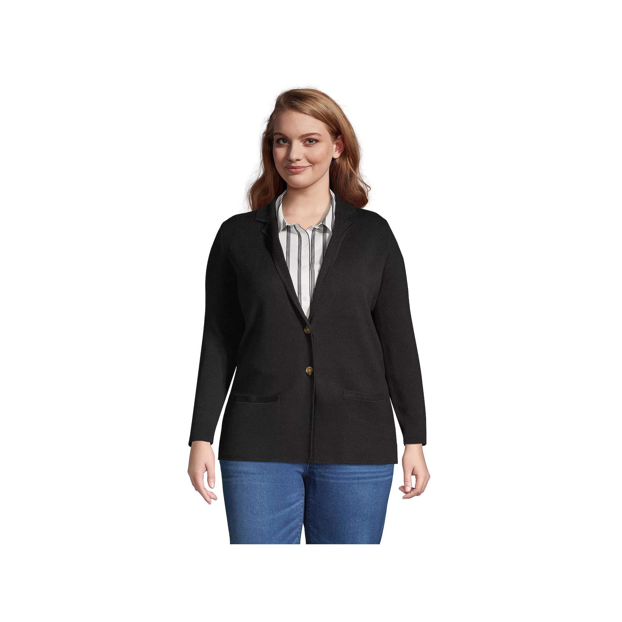 Plus Size Lands' End Sweater Blazer, Women's, Size: 3XL, Deep  Blue Product Image