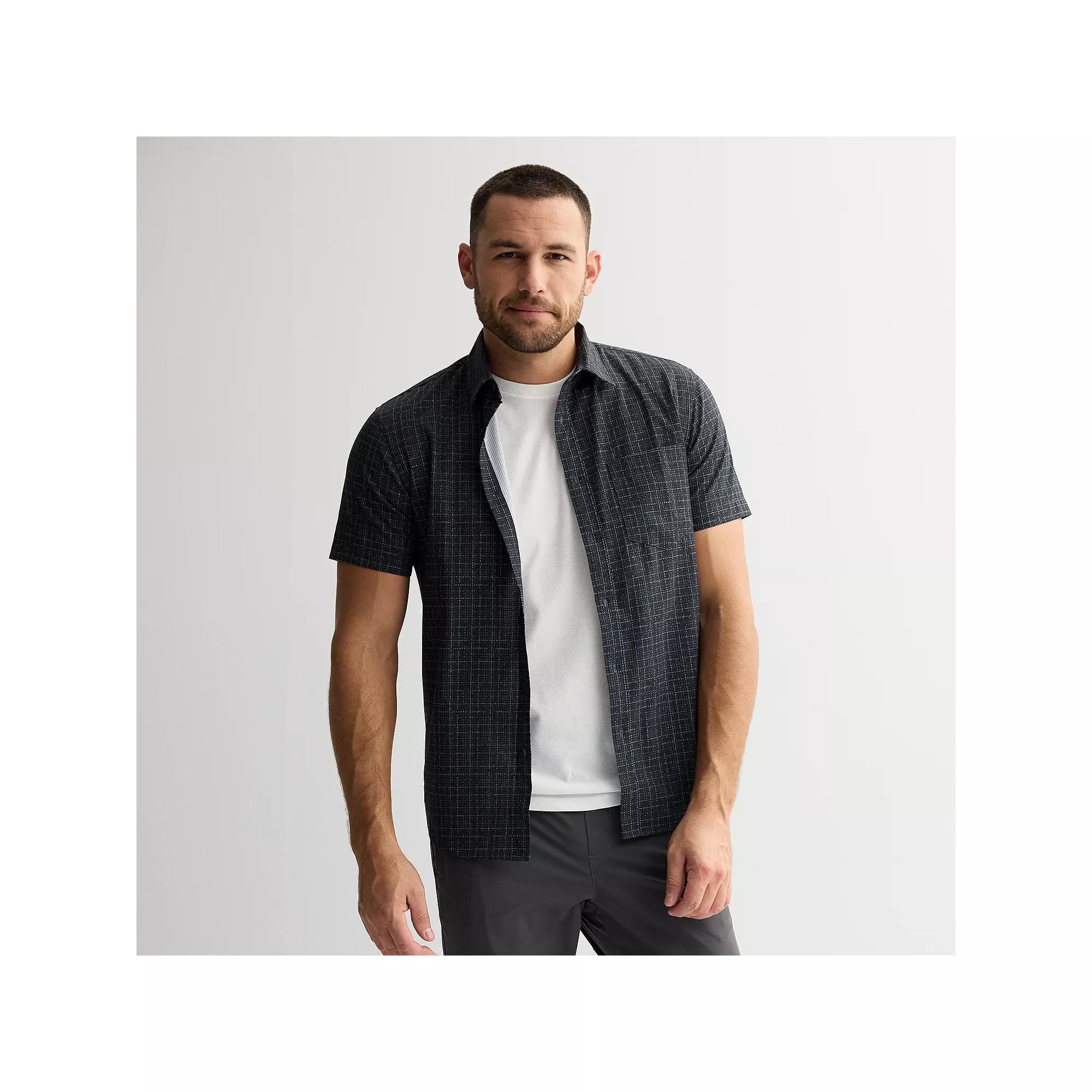 Mens FLX Slim Performance Untucked-Fit Button Down Shirt Bayou Blue Product Image