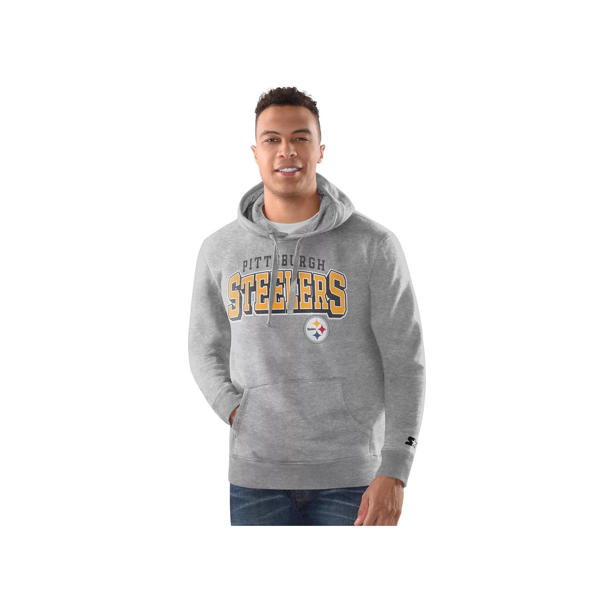 Men's Starter Heather Gray Pittsburgh Steelers Vintage Pullover Hoodie,  Product Image