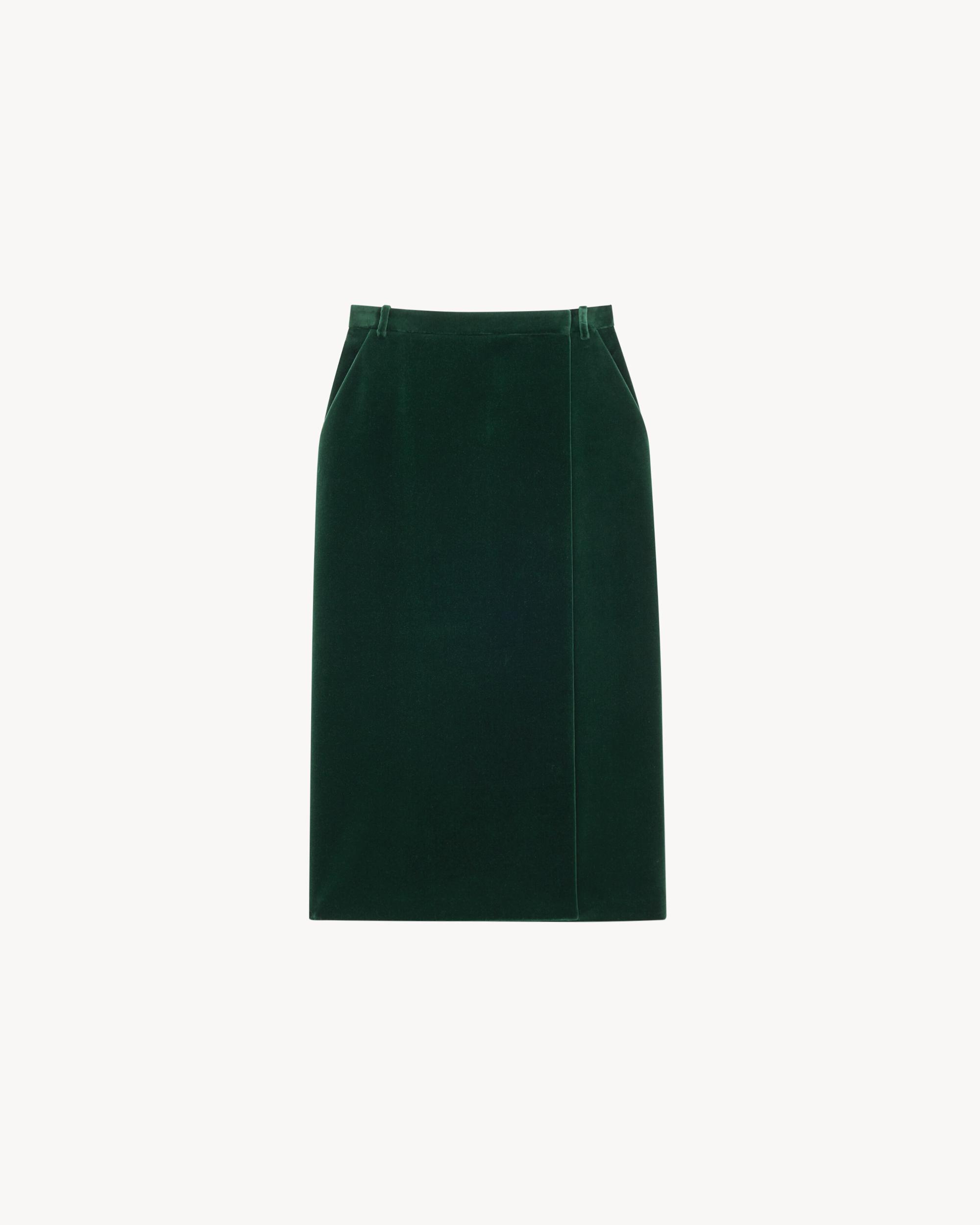 midi wrap skirt in cotton velvet Product Image