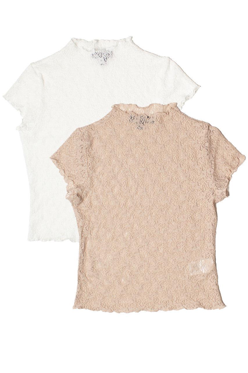 Mock Neck Lace Tee Product Image