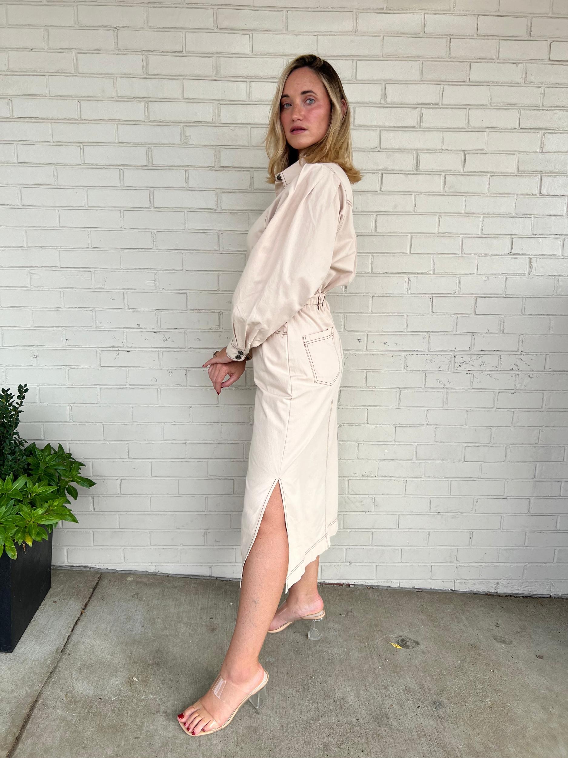 Composed Button Front Midi Shirt Dress Product Image