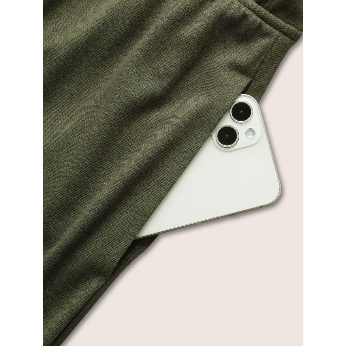 Plus Size ArmyGreen Solid Split Side Pocket Bowknot Tank Jumpsuit Women Casual Sleeveless V-neck Everyday Loose Jumpsuits BloomChic 22-24/3X Product Image