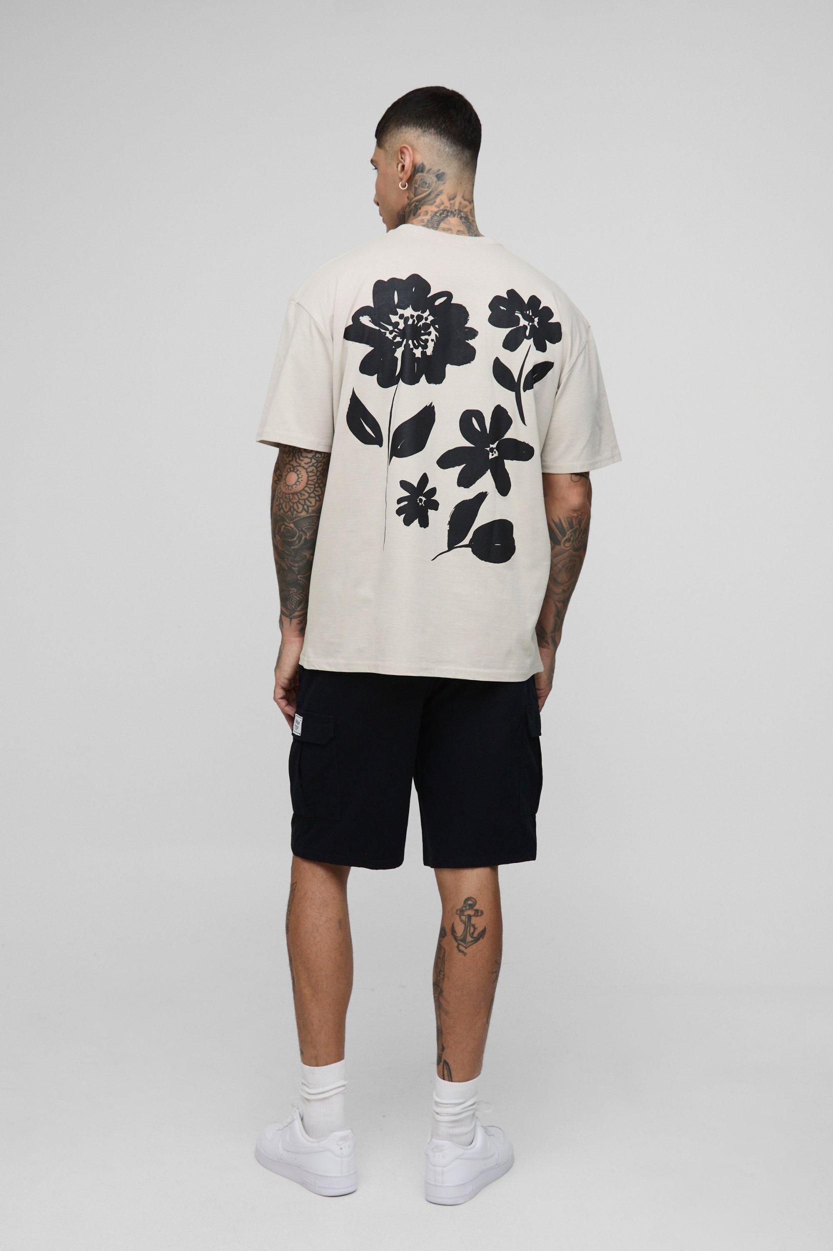 Tall Floral Graphic Oversized T-Shirt | boohooMAN USA Product Image