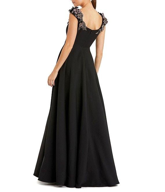 Mac Duggal 3D Beaded Floral Crepe Scoop Neck Sleeveless Ball Gown Product Image