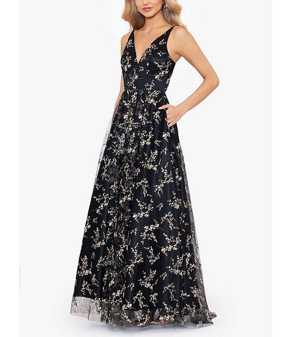 Blondie Nites Glitter Pattern Lace-Up Back With Cut-Out Ball Gown Product Image