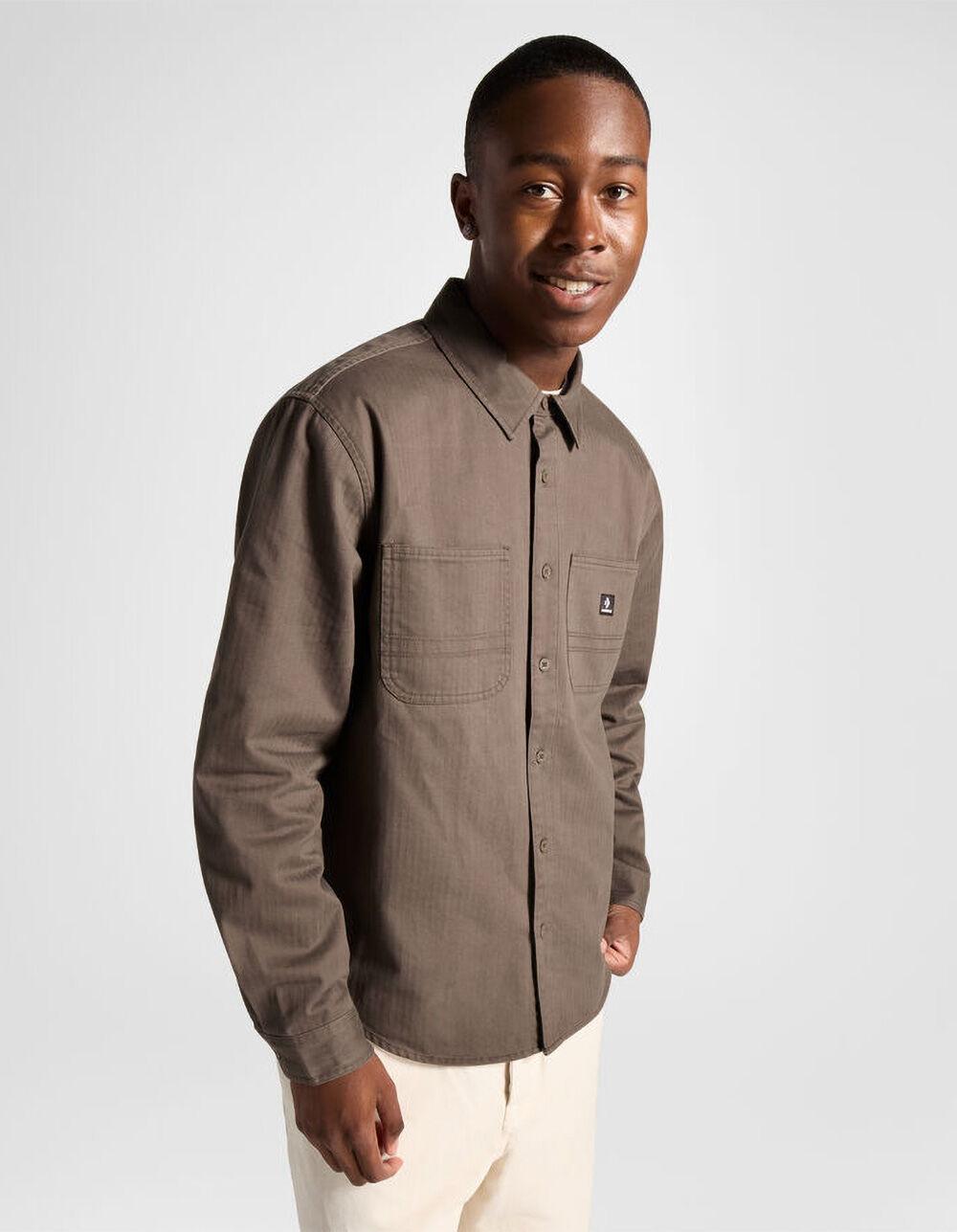 CONVERSE Washed Mens Button Up Shirt - TAUPE Product Image