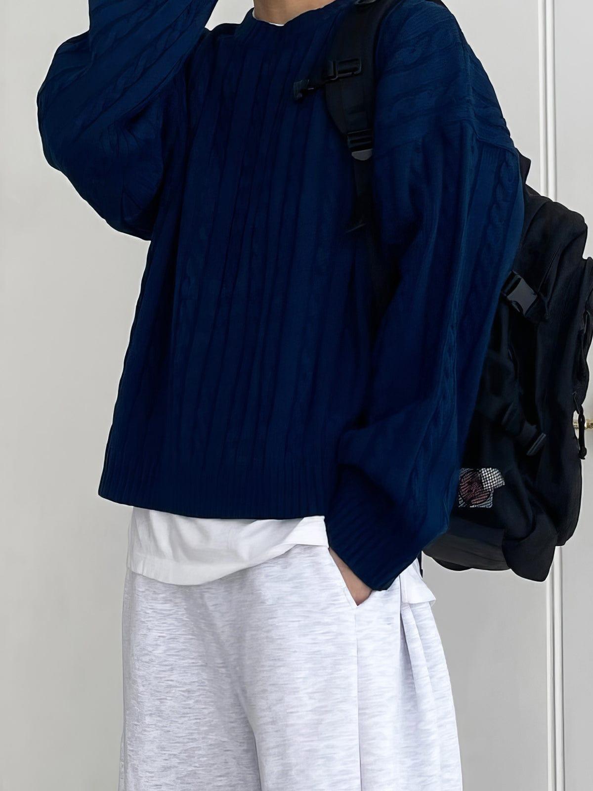 RT No. 12404 TWIST KNIT NAVY BLUE SWEATER Product Image