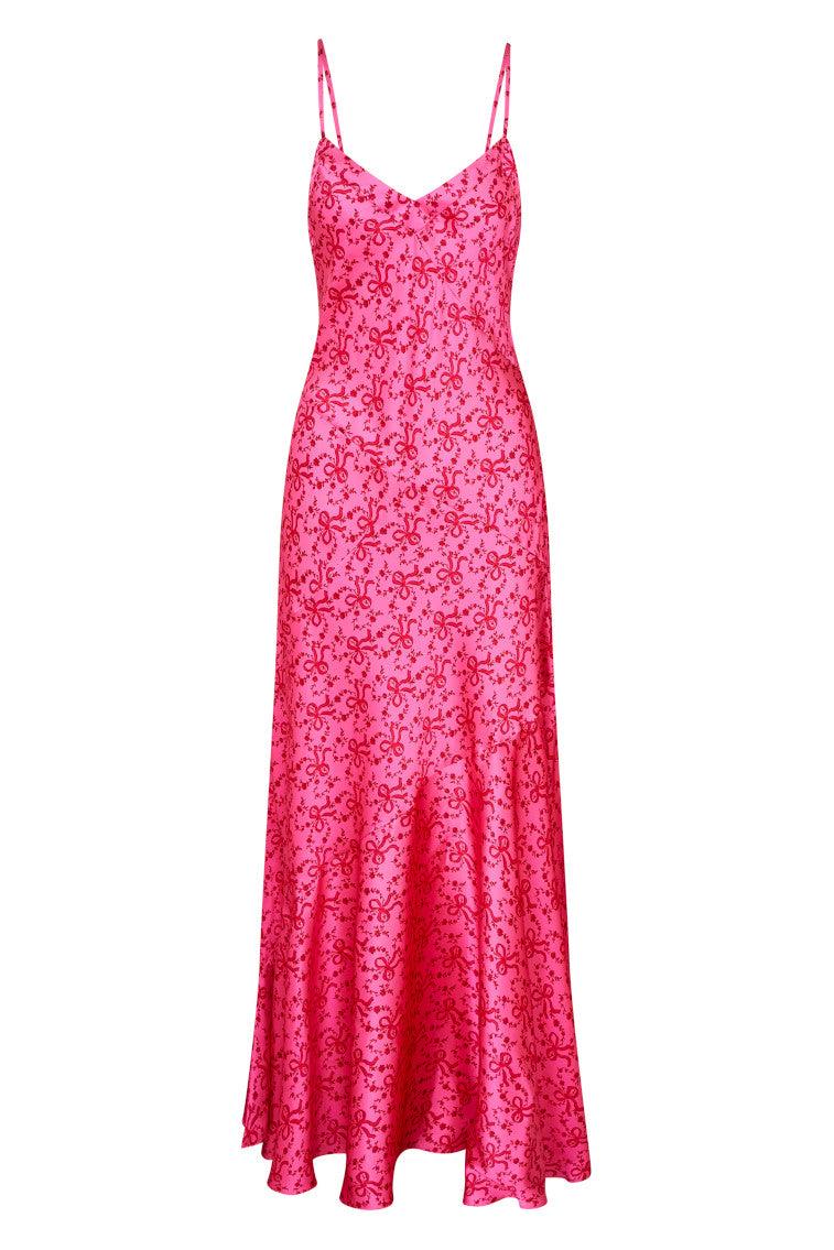Azalea Silk Bow-Printed Maxi Dress Product Image