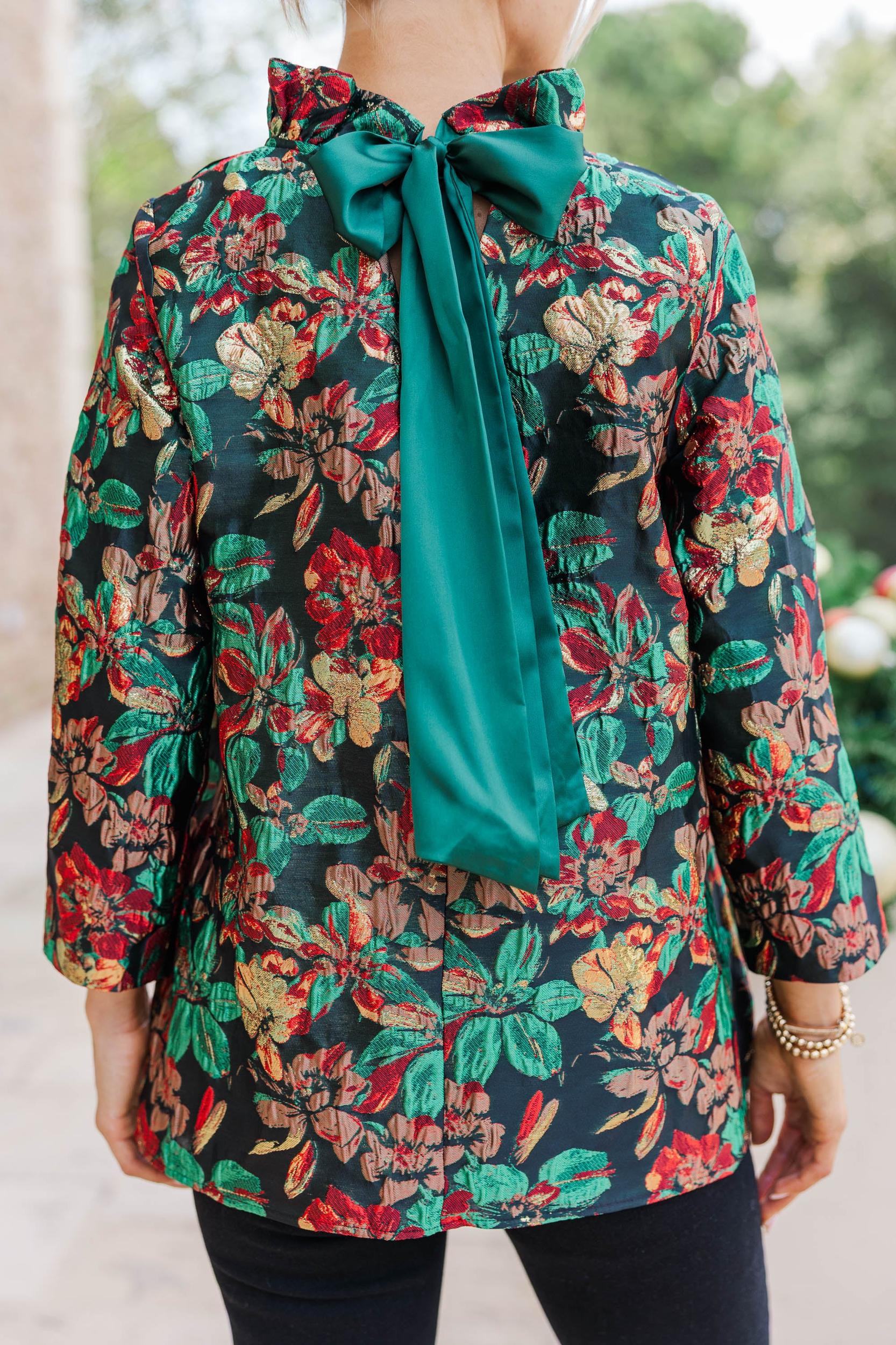 This Is It Emerald Green Floral Blouse Female Product Image